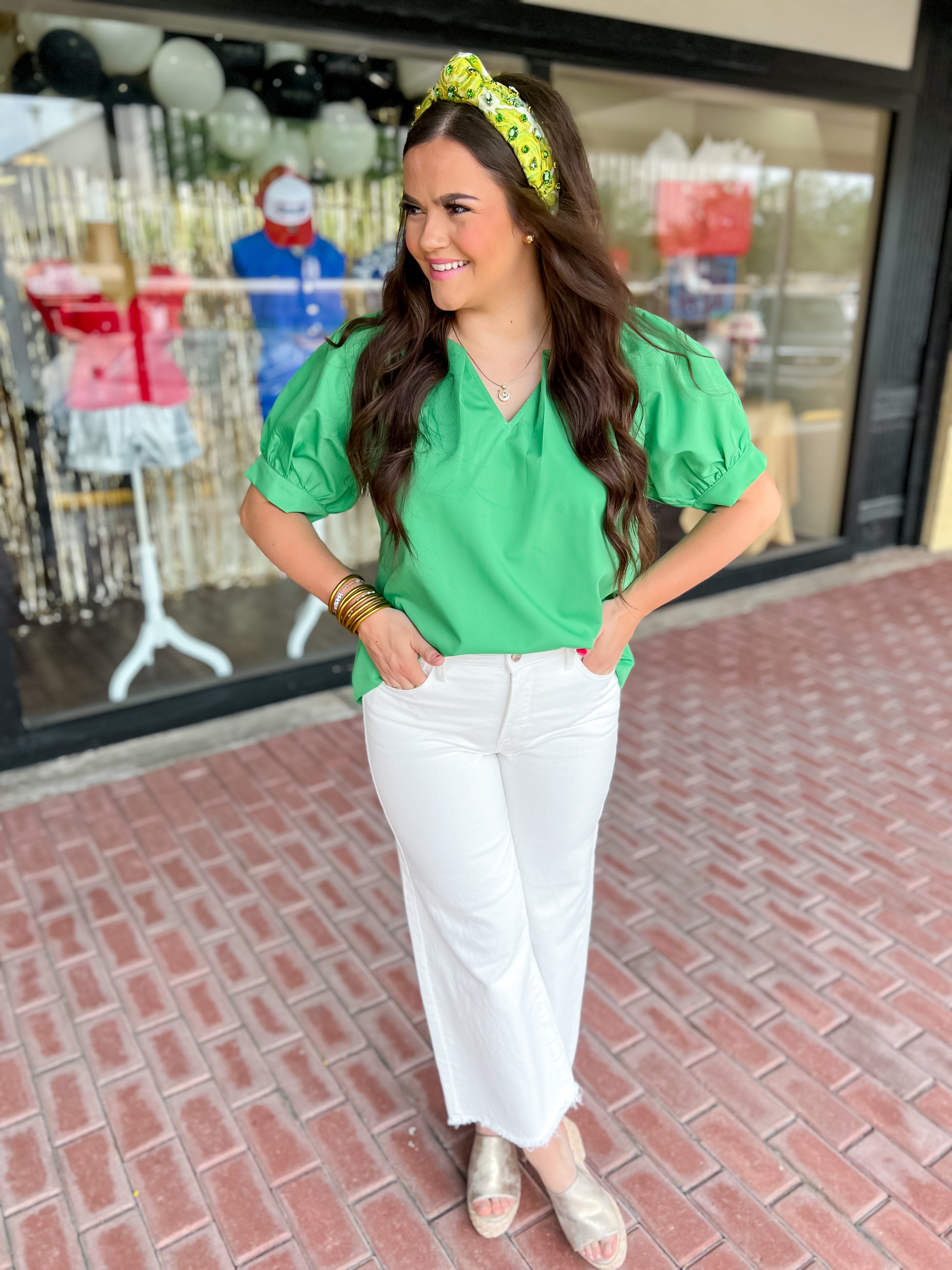 Simply Delightful Top-Green