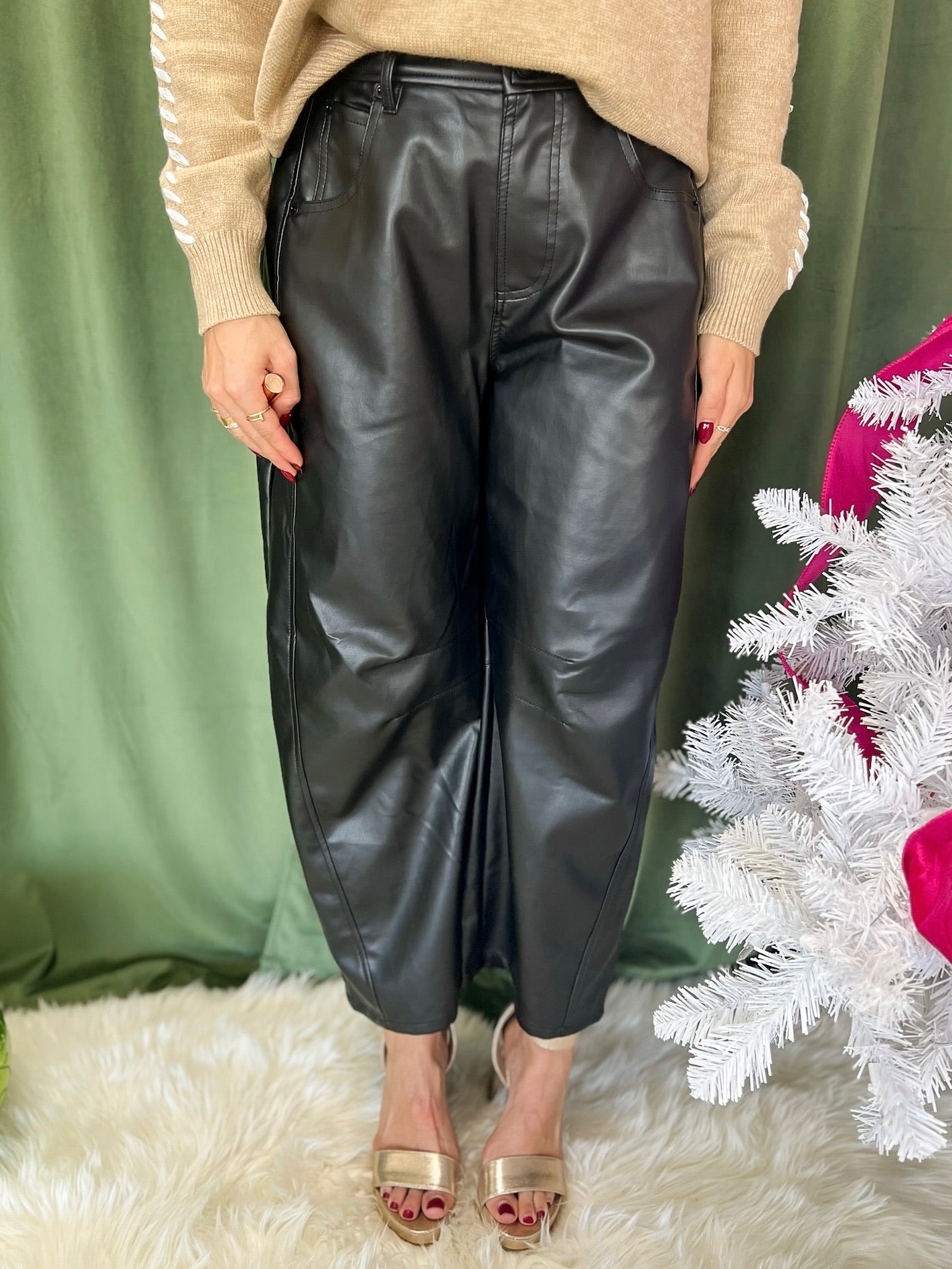 Above and Beyond Pleather Barrel Pants