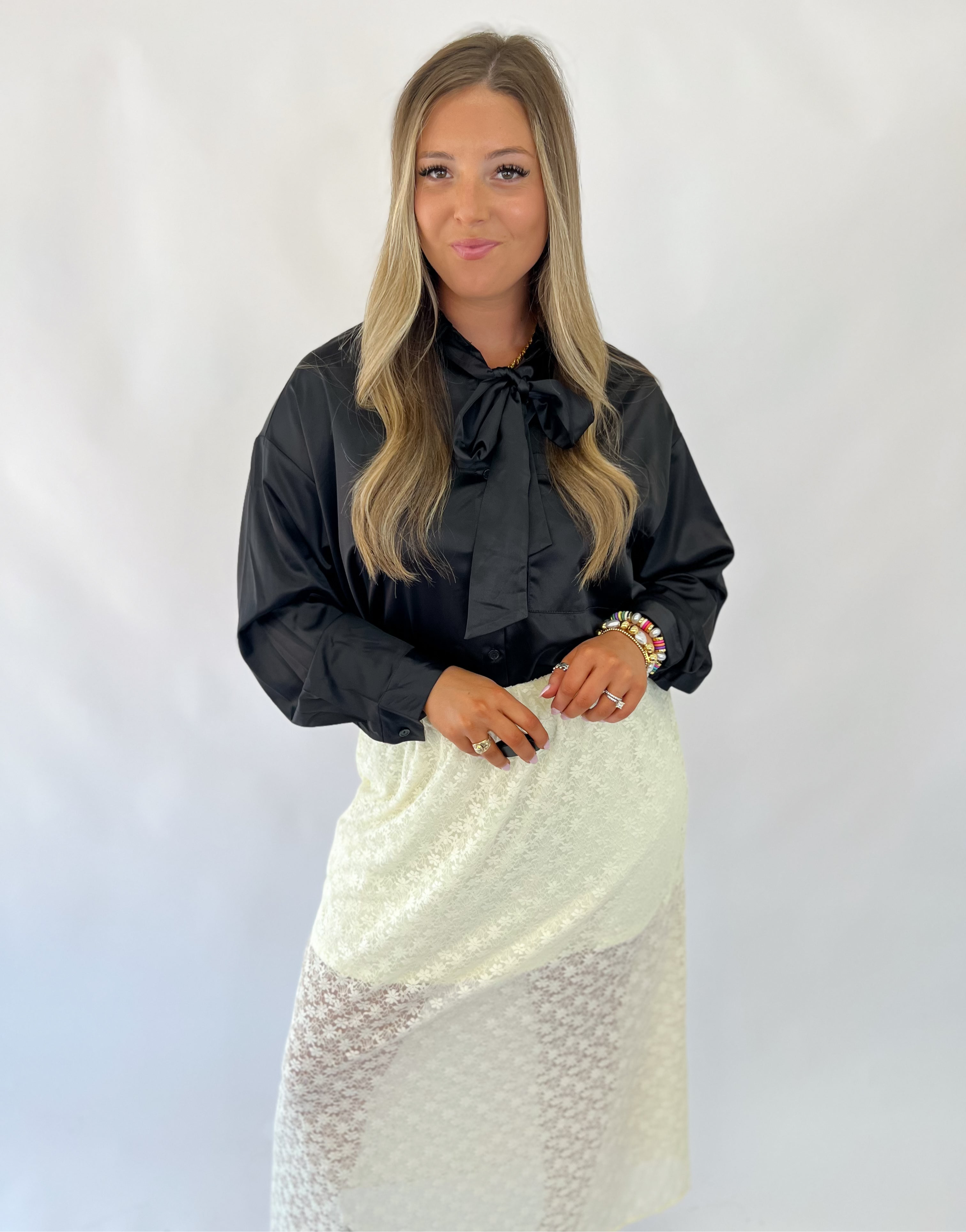 The Bellamy Bow-Tie Blouse - Black