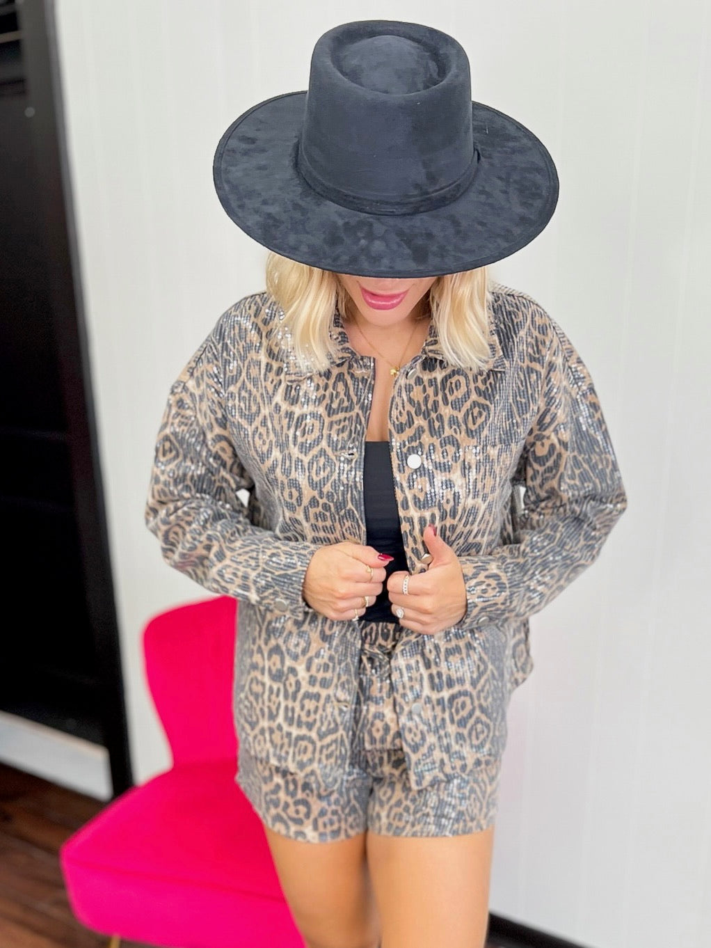 Leopard Glimmer Sequin Jacket