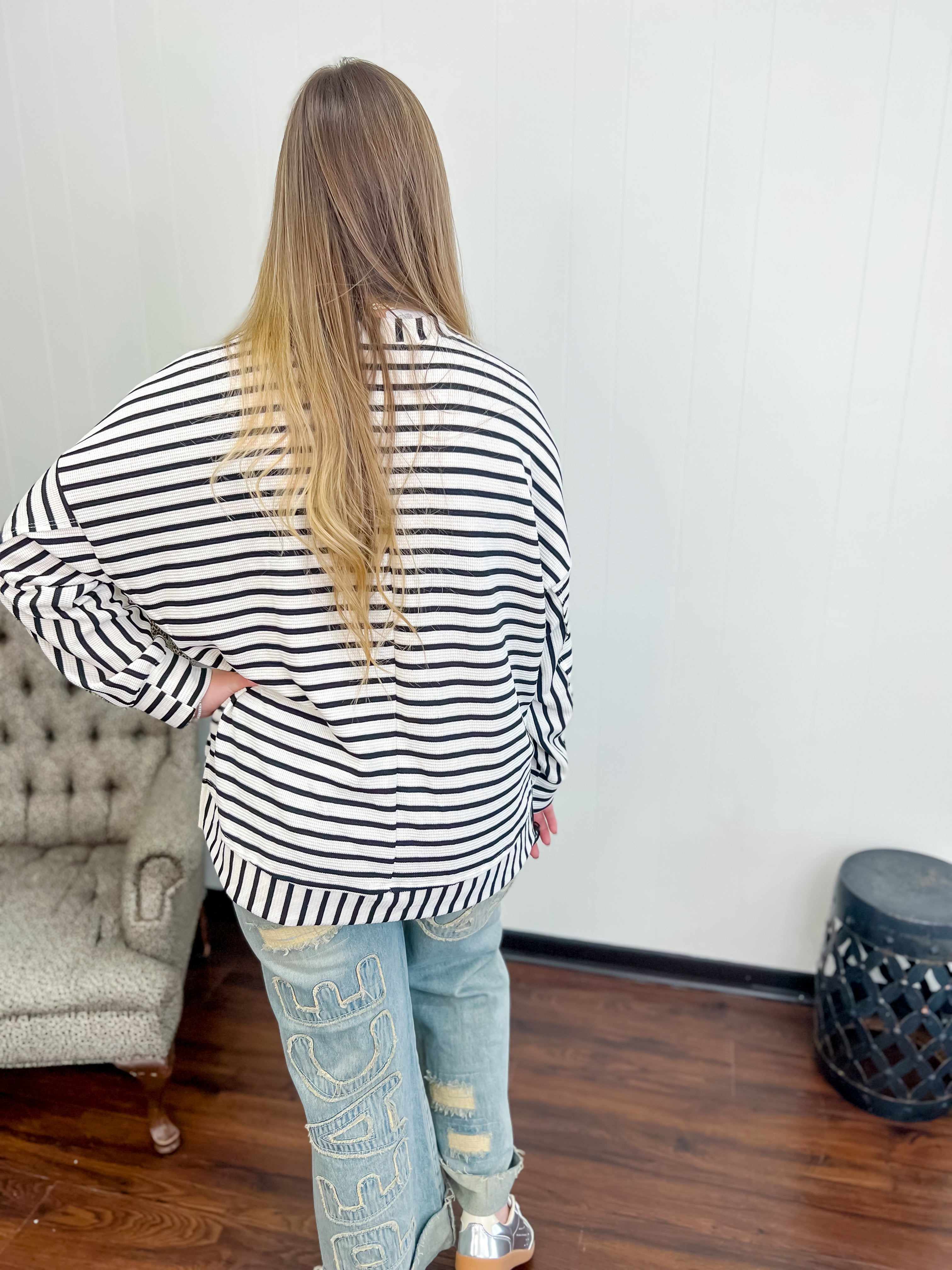 Best Cozy Top Ever-Black Stripe