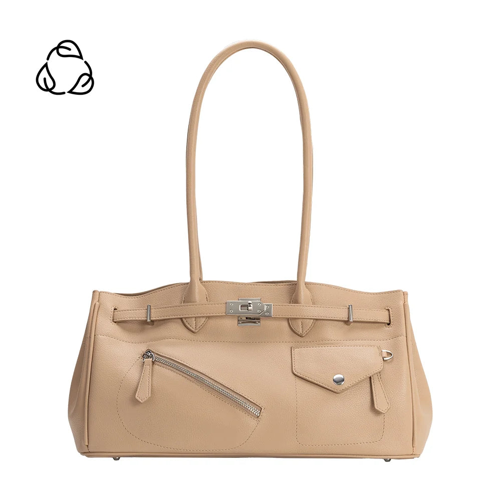 Rocky Vegan Leather Shoulder Bag-Nude