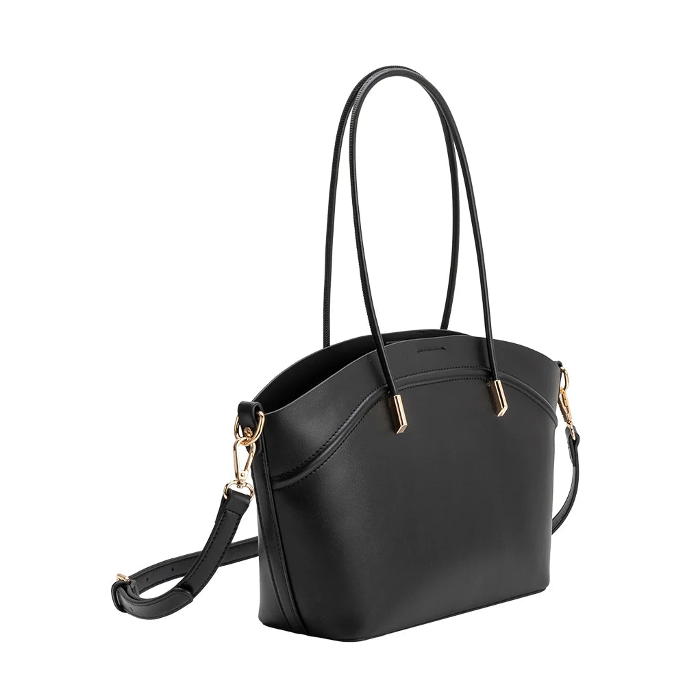 Hazel Vegan Leather Tote Bag-Black