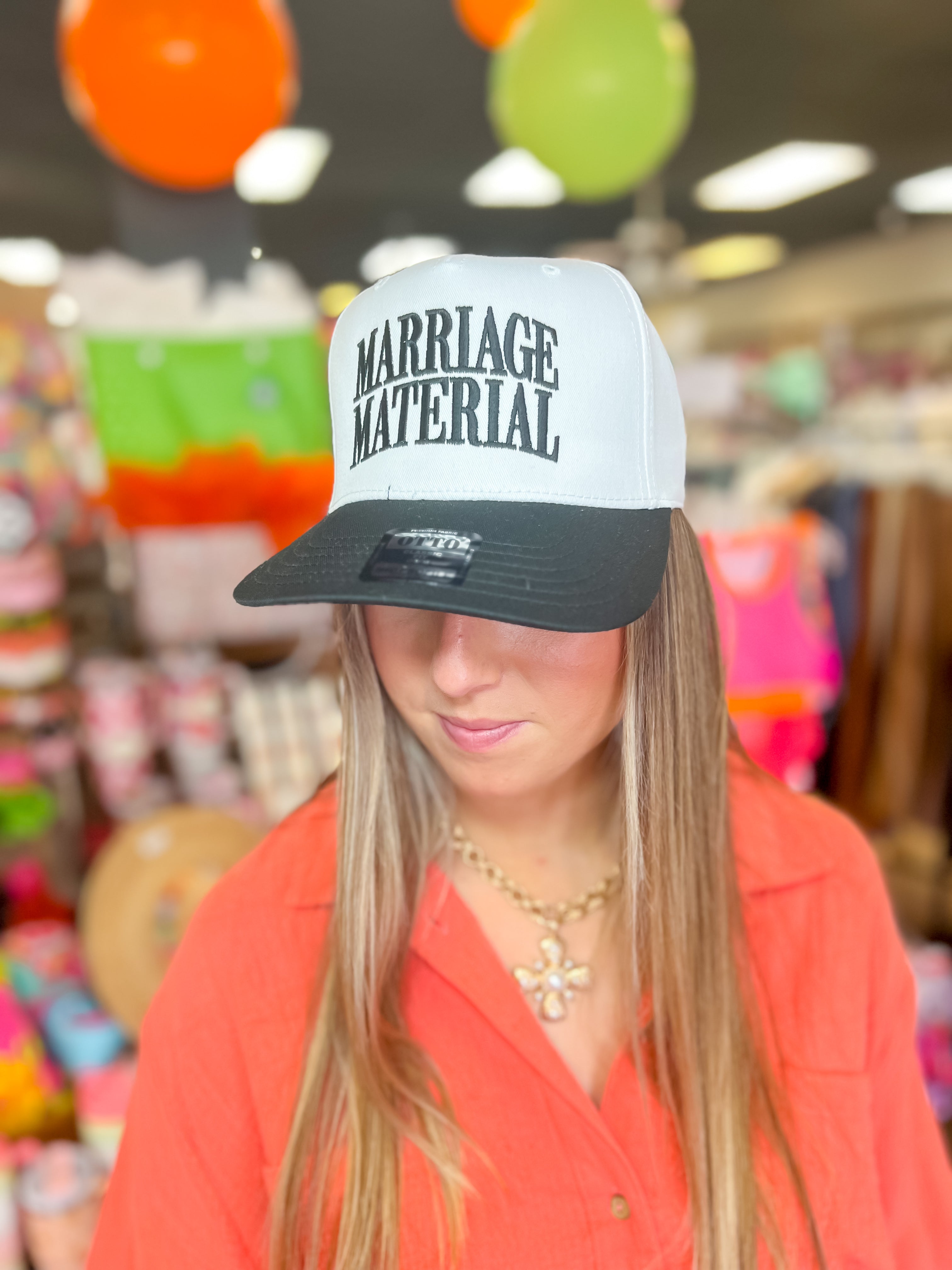 Marriage Material Trucker Hat-White