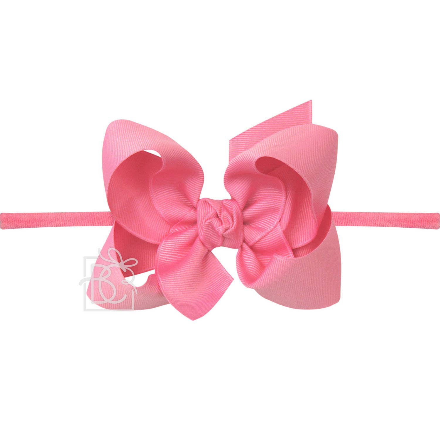 1/4" PANTYHOSE HEADBAND W/SIGNATURE GROSGRAIN BOW: 4.5" Large / FUCHSIA