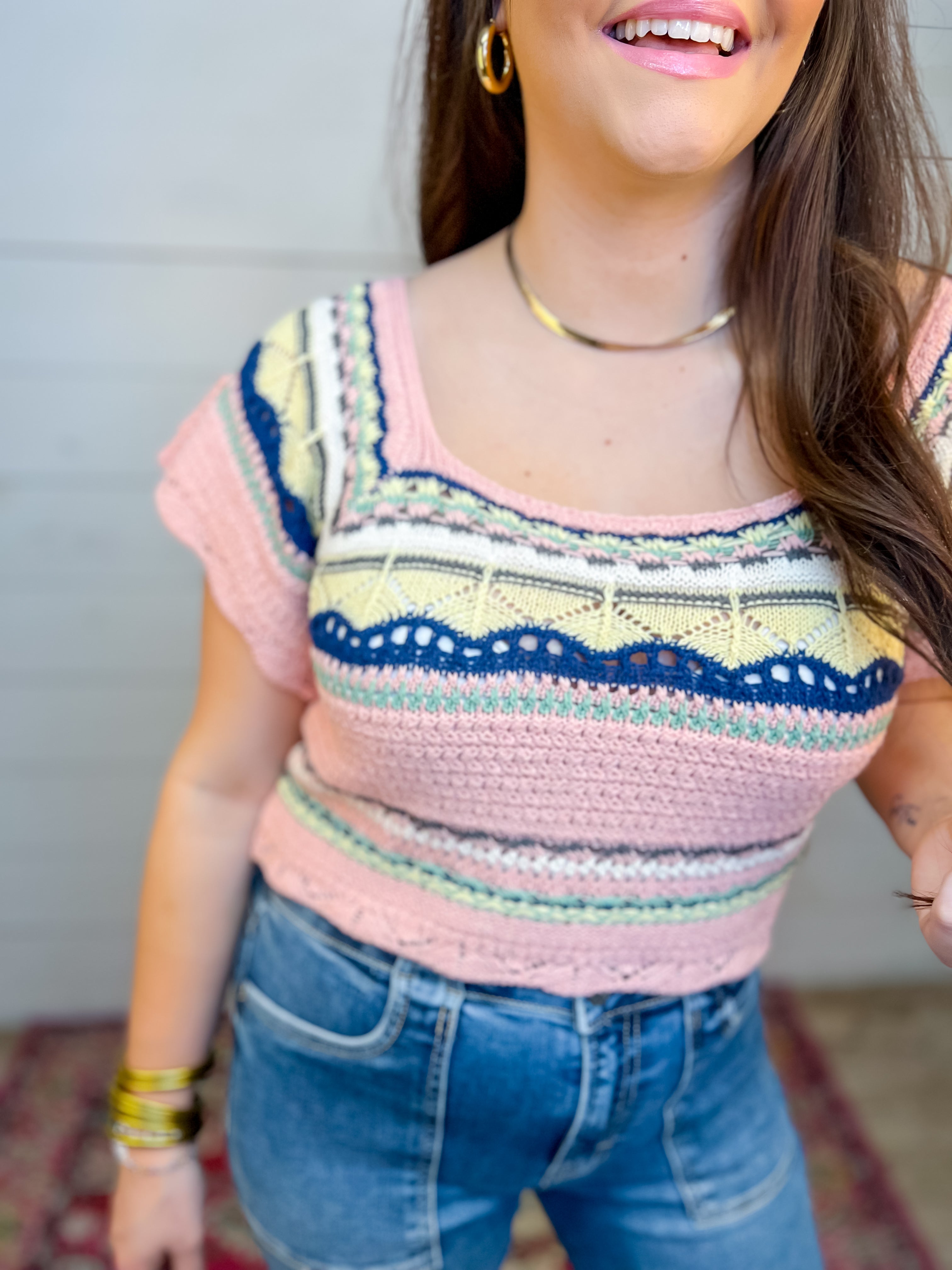 [POL] Simply Sweet Knit Sweater-Pink Multi