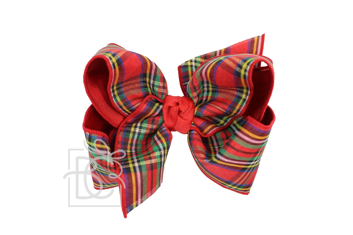 {Beyond Creations} Layered Christmas Plaid Clip Bow-Large