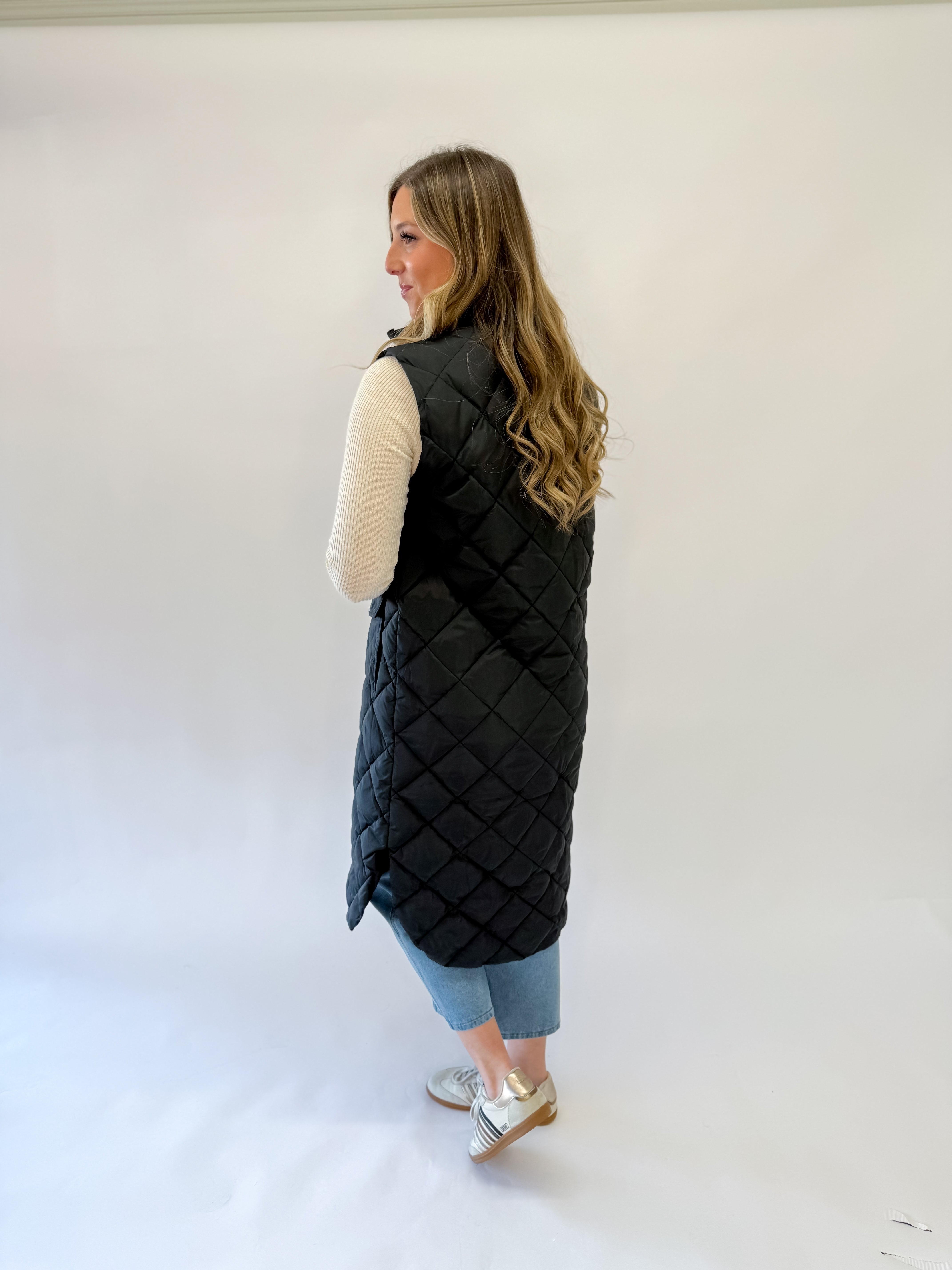 Shea Long Down Filled Quilted Vest