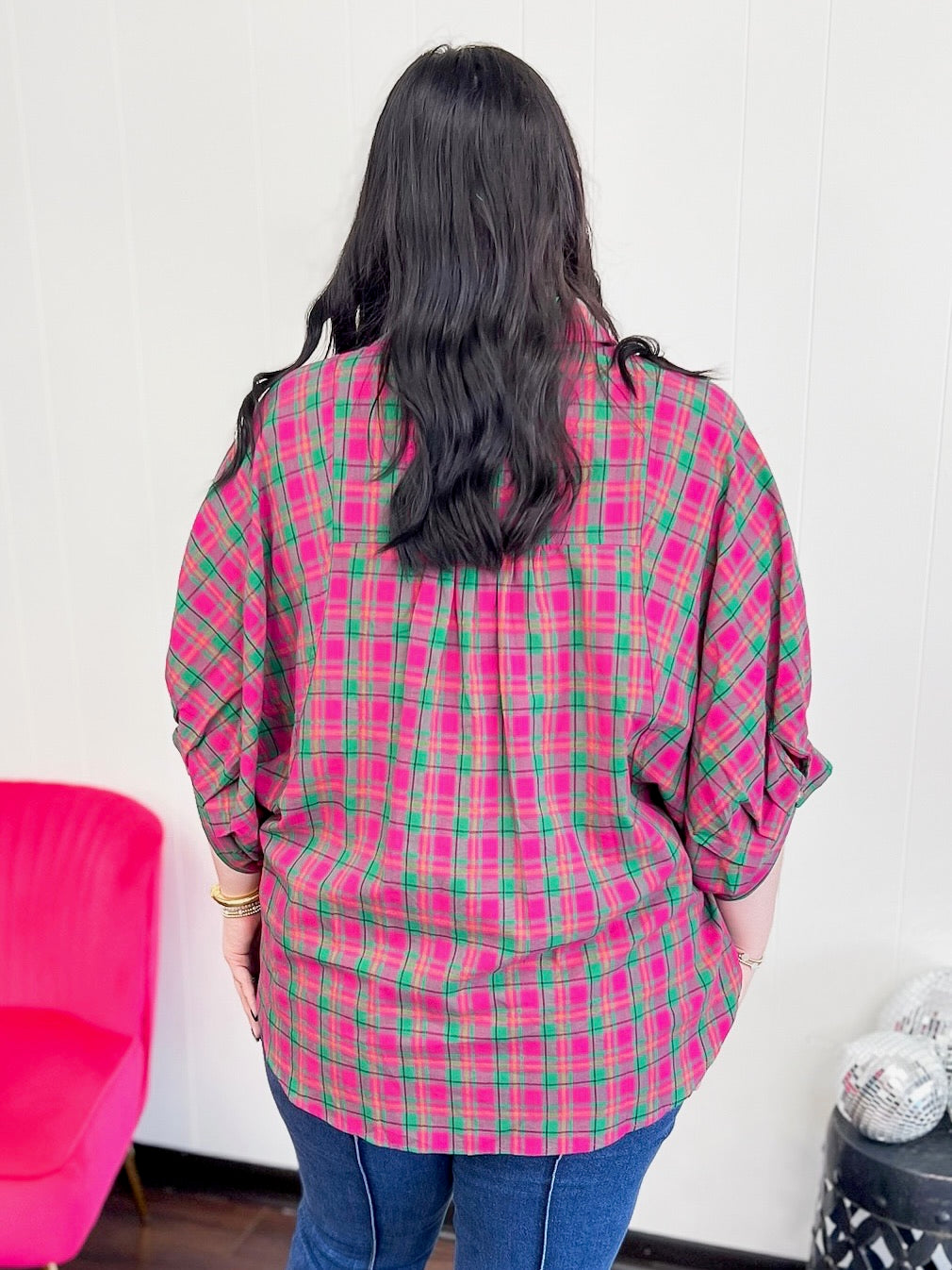 [Entro] Plaid Wonderer Button Up Top Plus