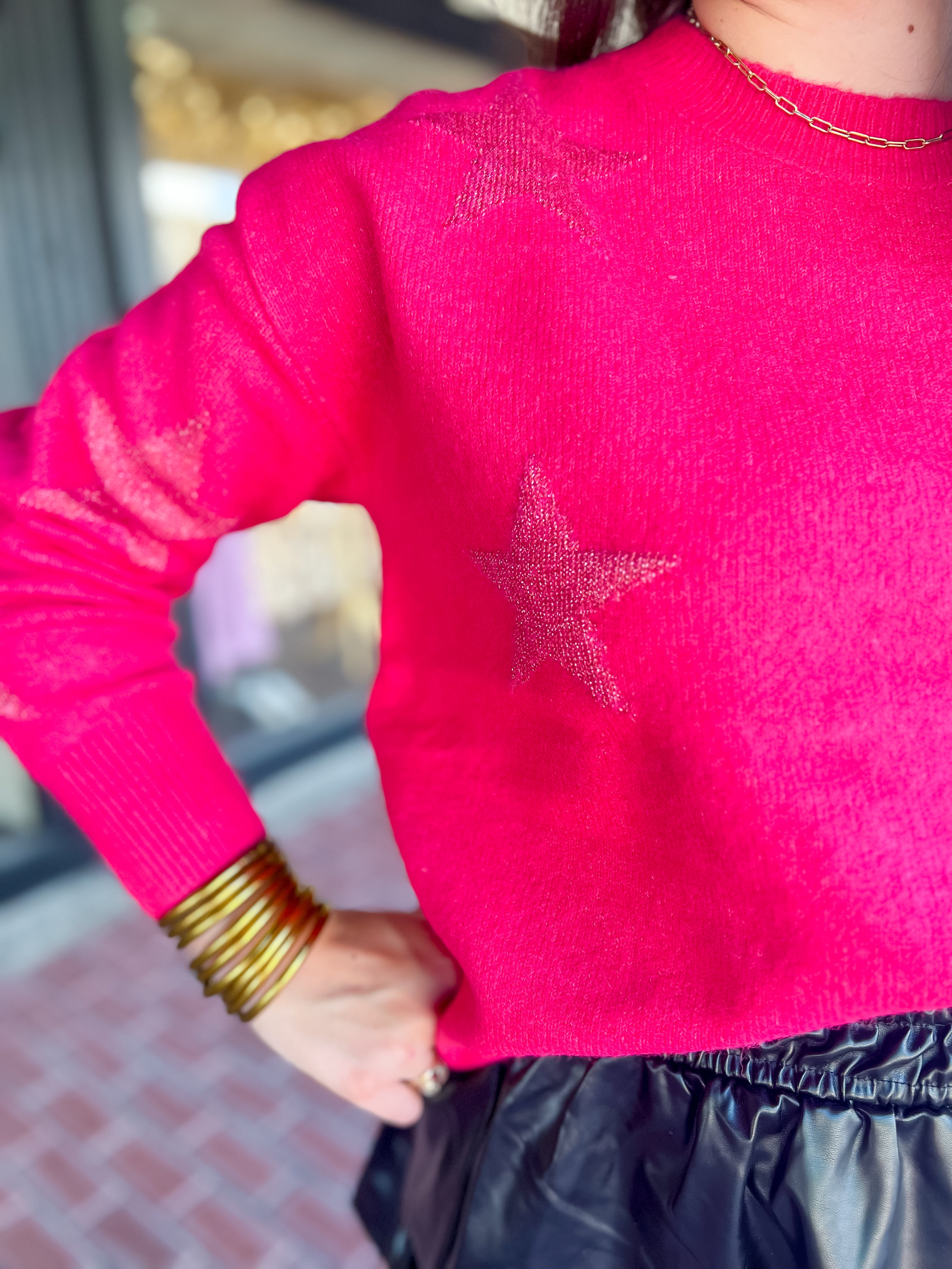 Berry Pink Star Sweater