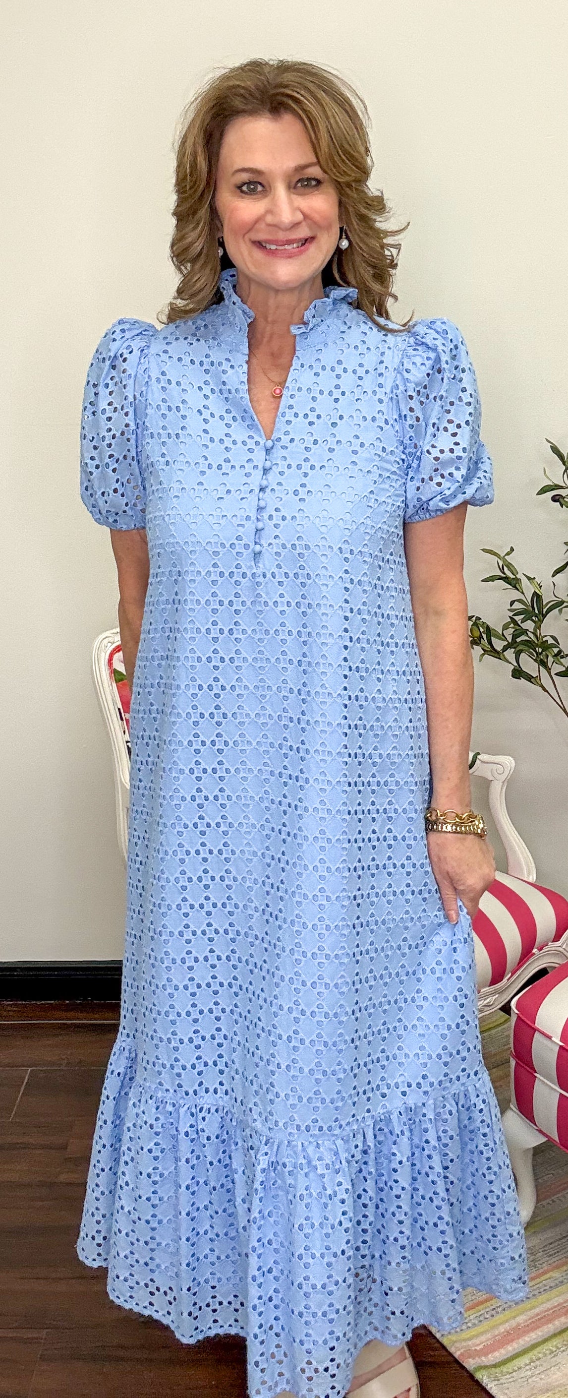 Let's Take A Stroll Maxi Dress- Blue