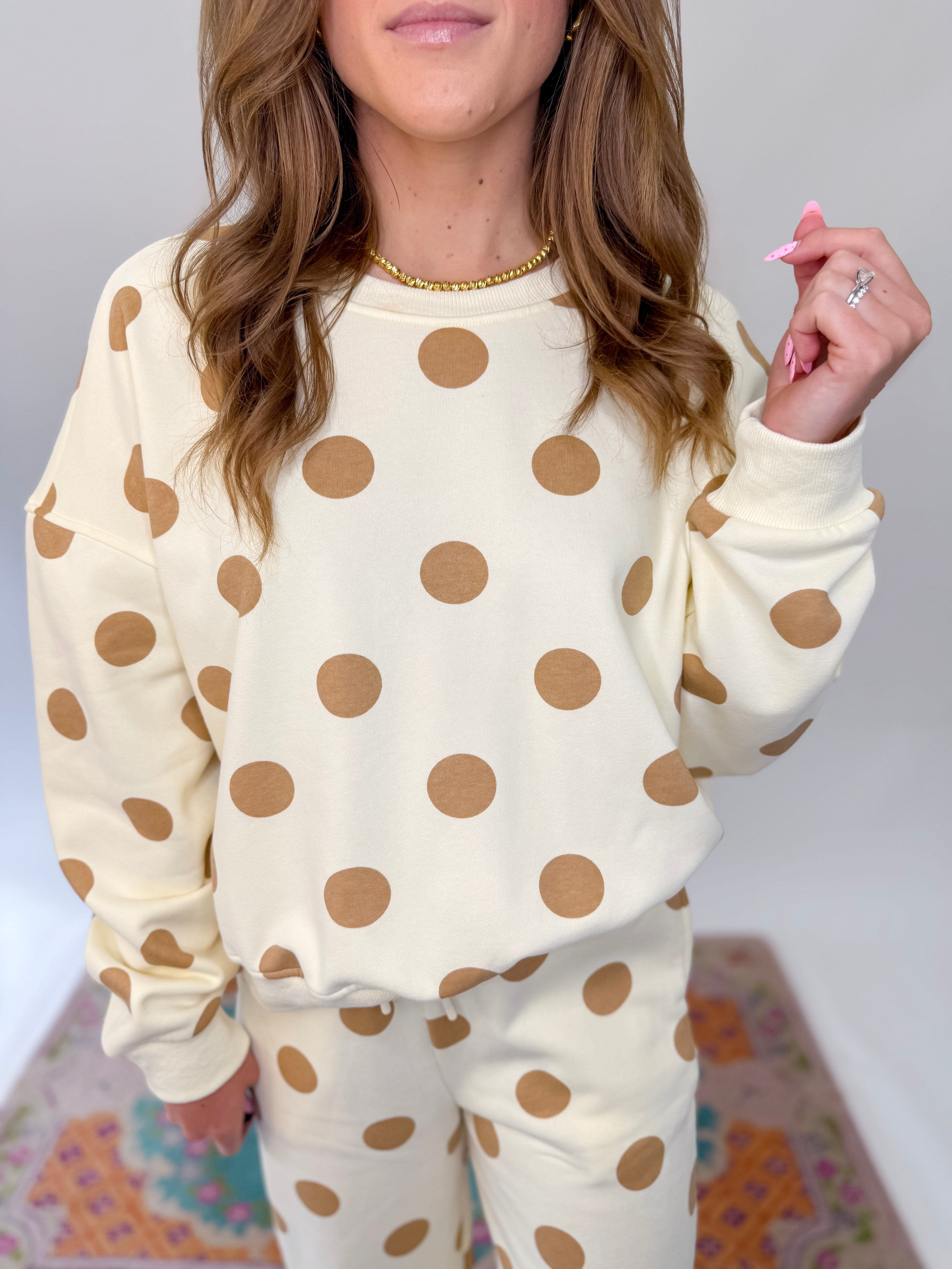 Blaire Polka Dot Crew Neck Sweatshirt