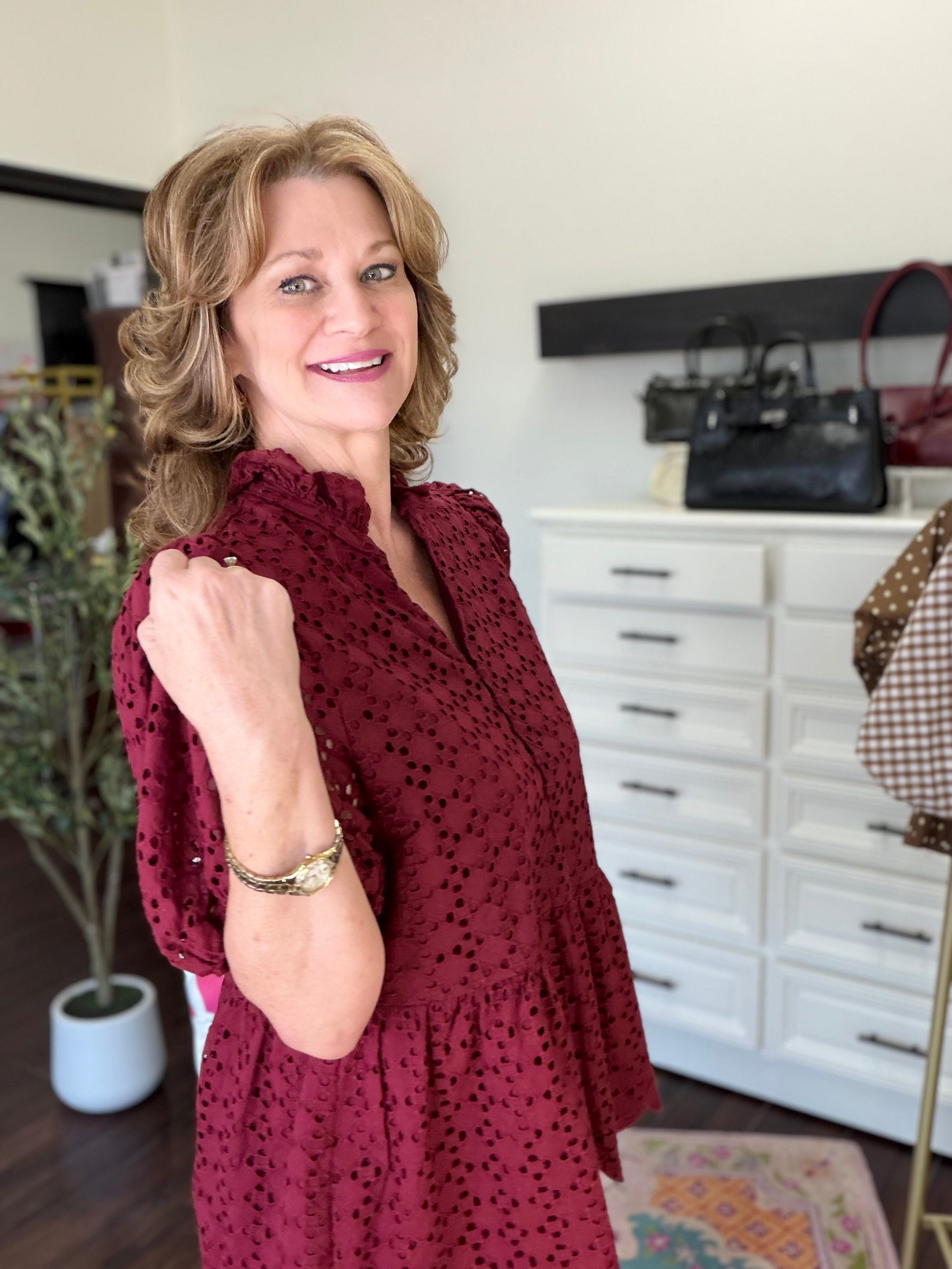 Burgundy Lace Top-Burgundy
