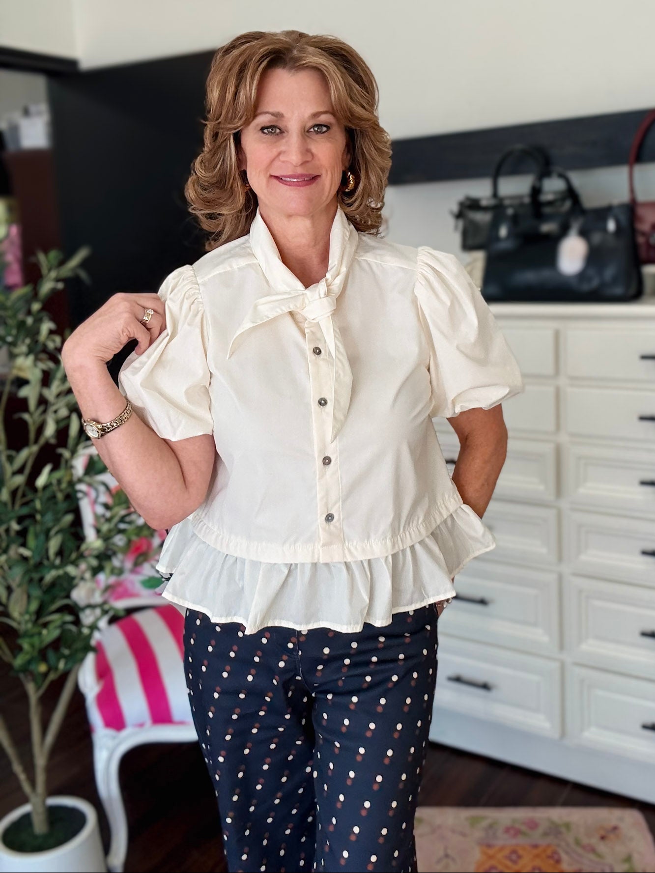 Classic Peplum Top - Cream