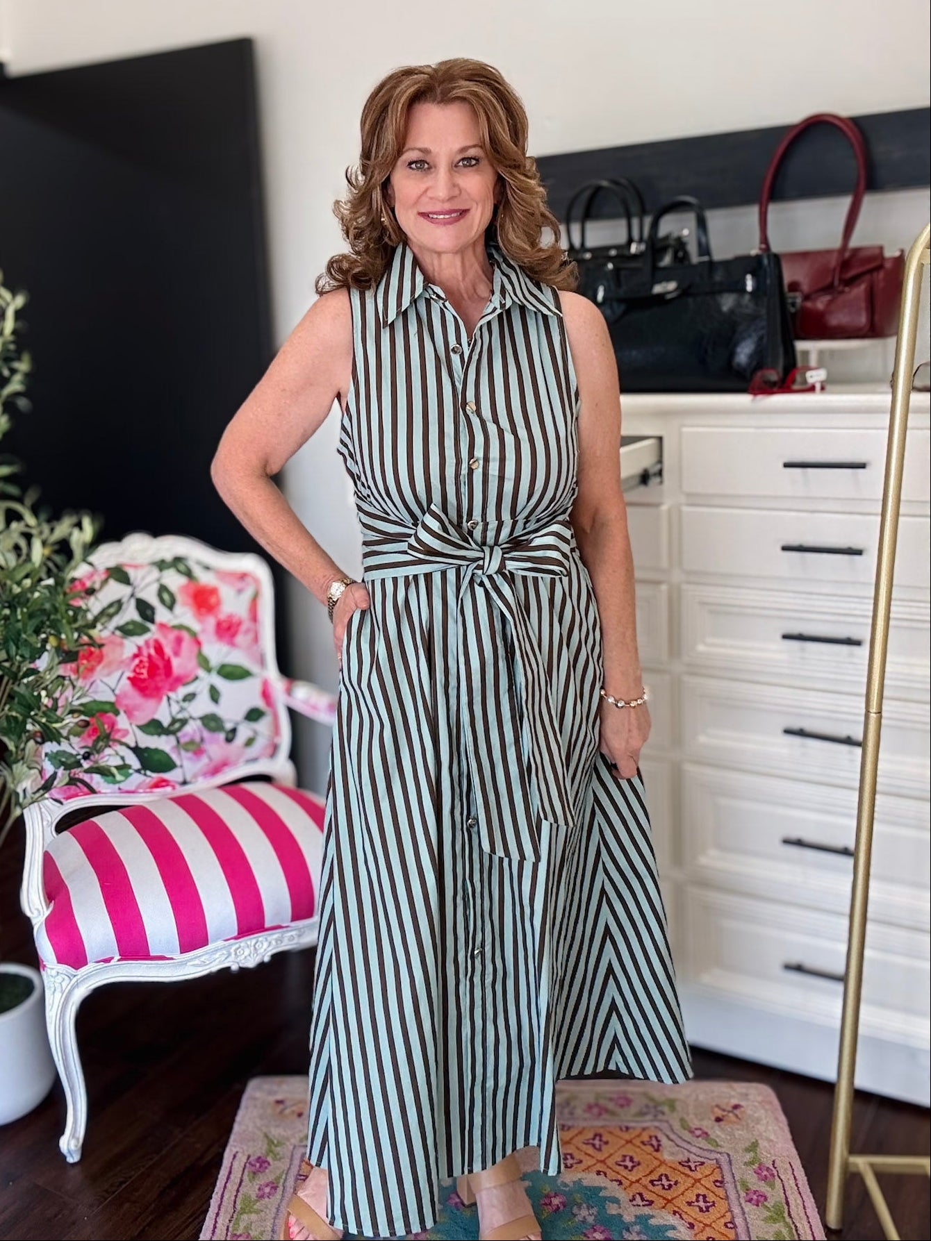 Perfect Stripe Midi Dress - Seafoam