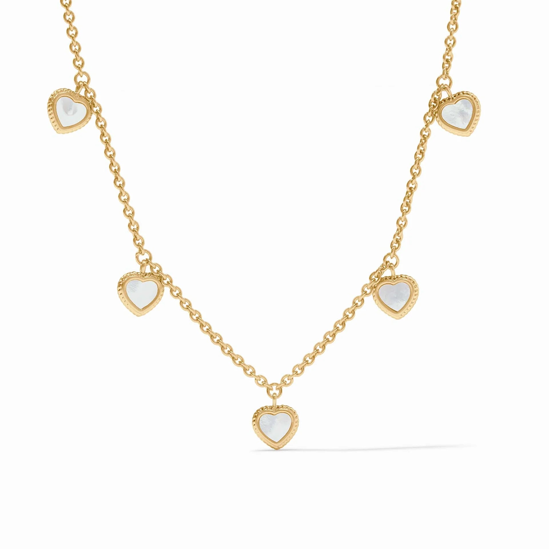 [Julie Vos] Heart Delicate Charm Necklace-Mother of Pearl