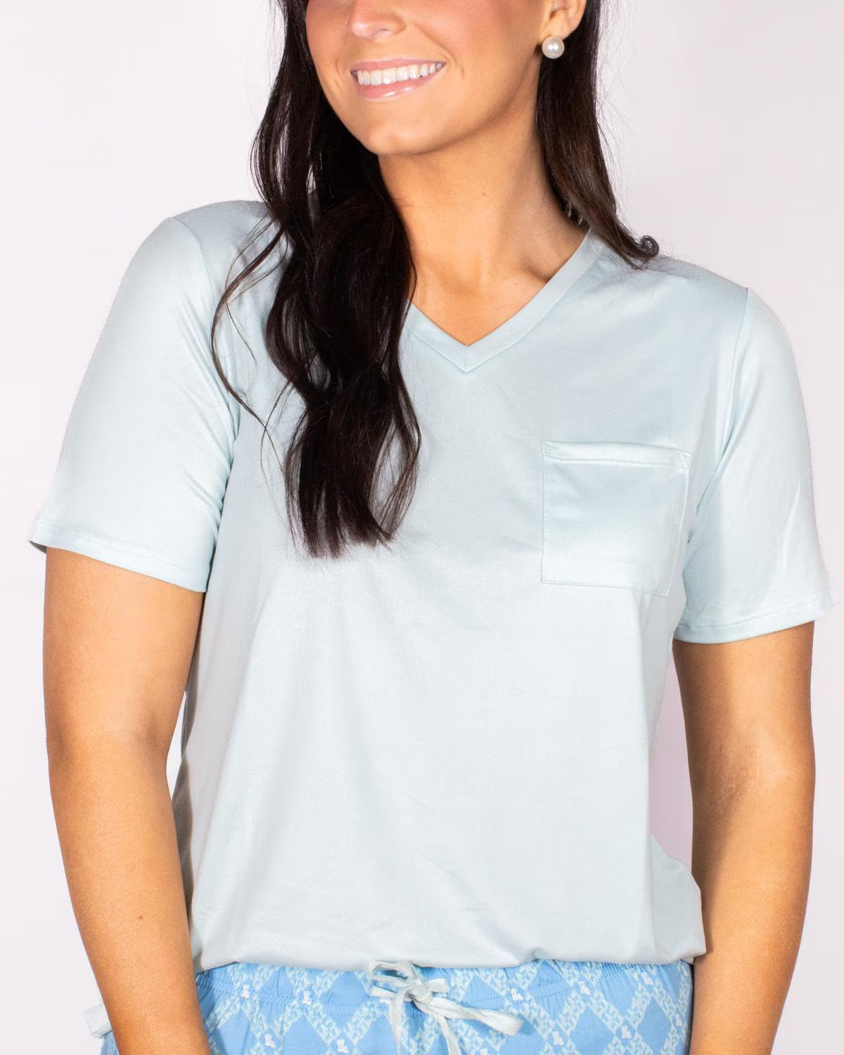 Highlands V-Neck Pocket Tee - Sky