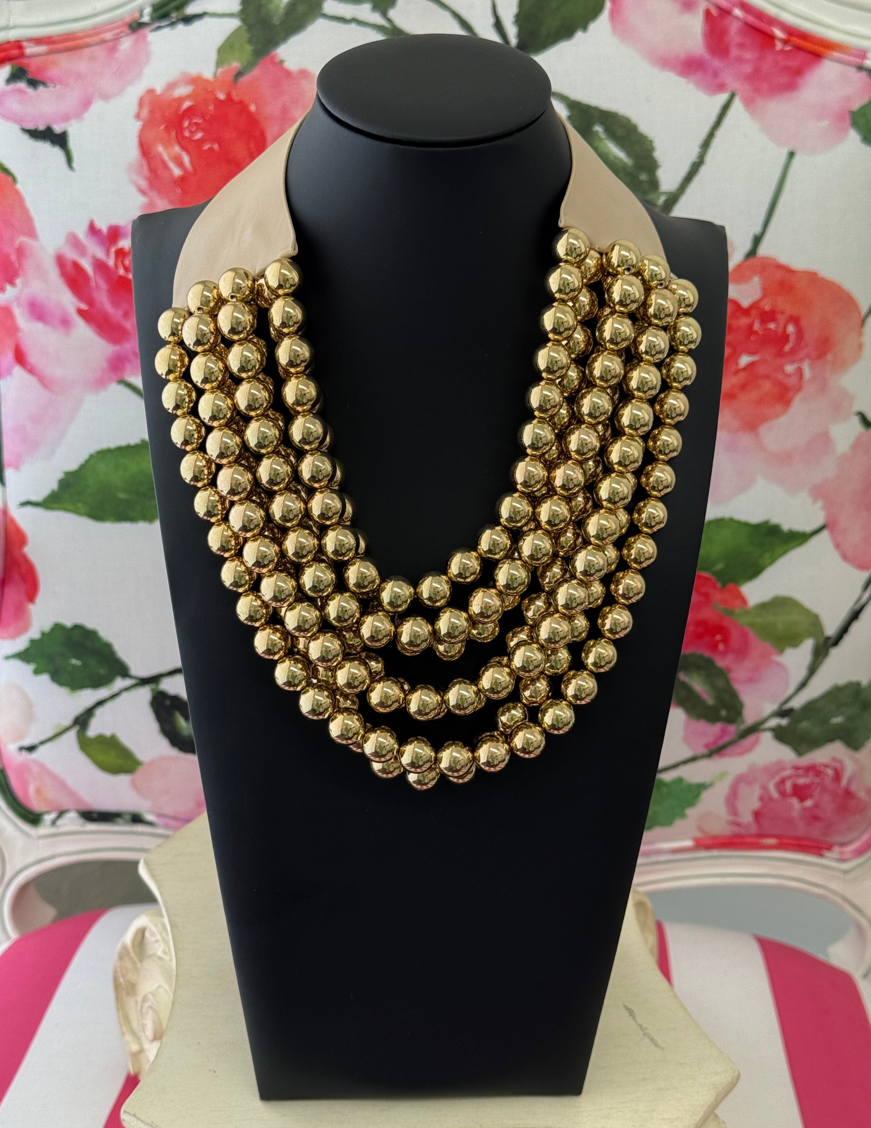 Multi-Strand Magnetic Clasp Necklace- Gold