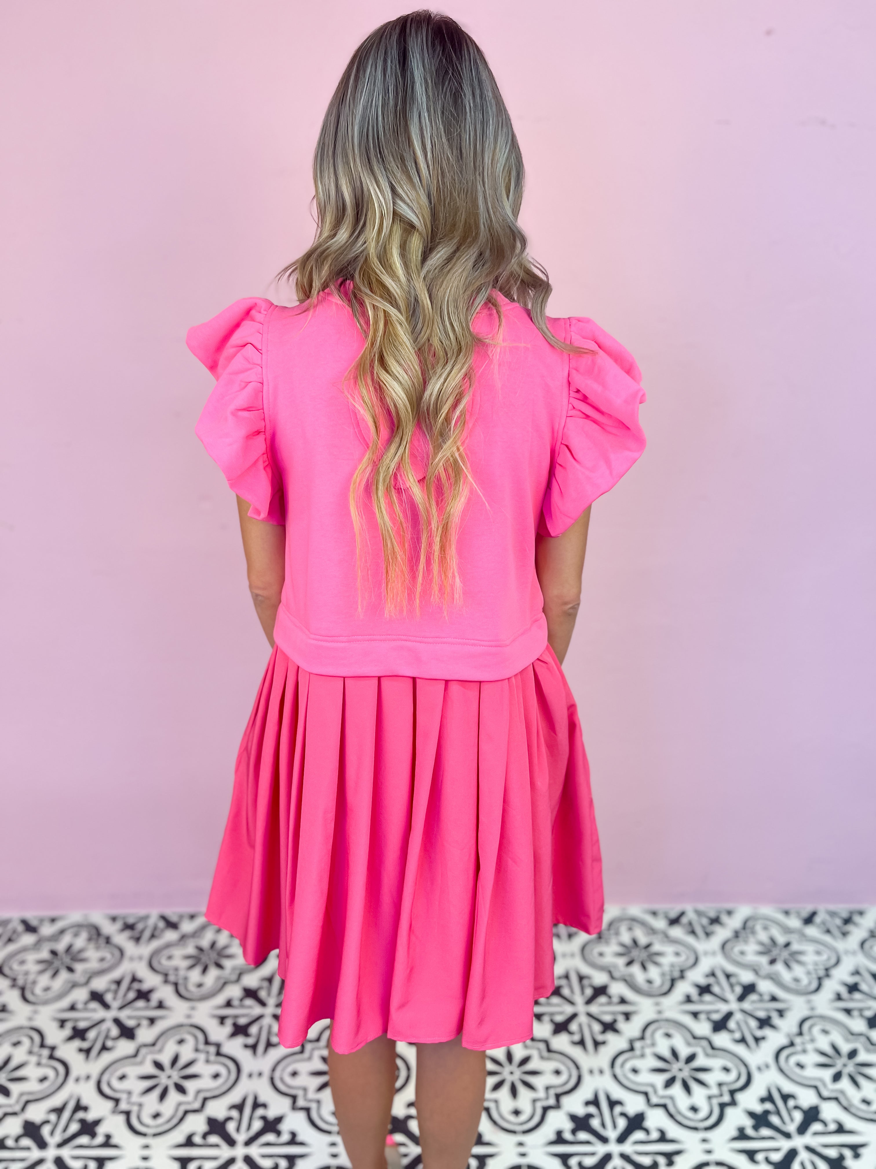 Sweet Hot Pink Twofer Mini Dress