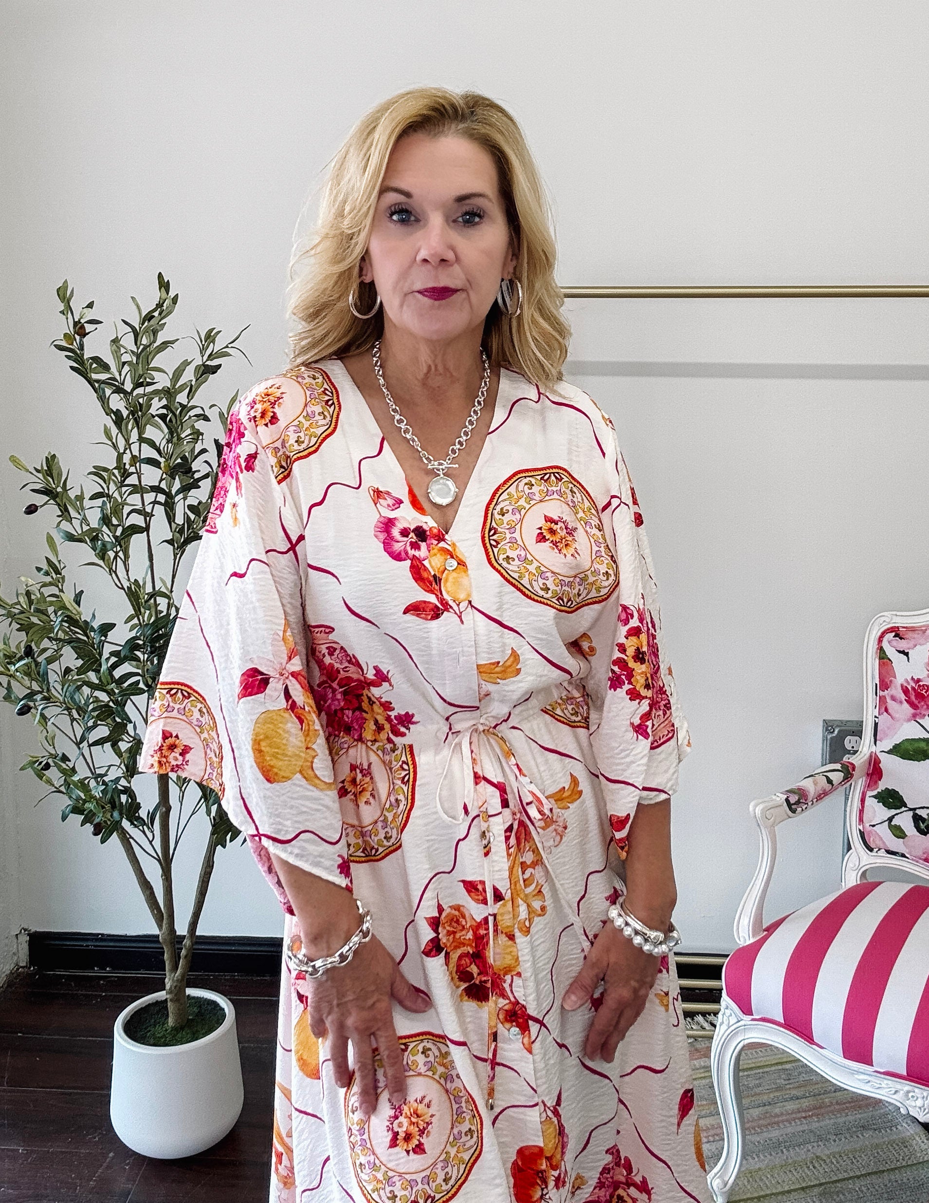 Summer Bouquet Button Dress