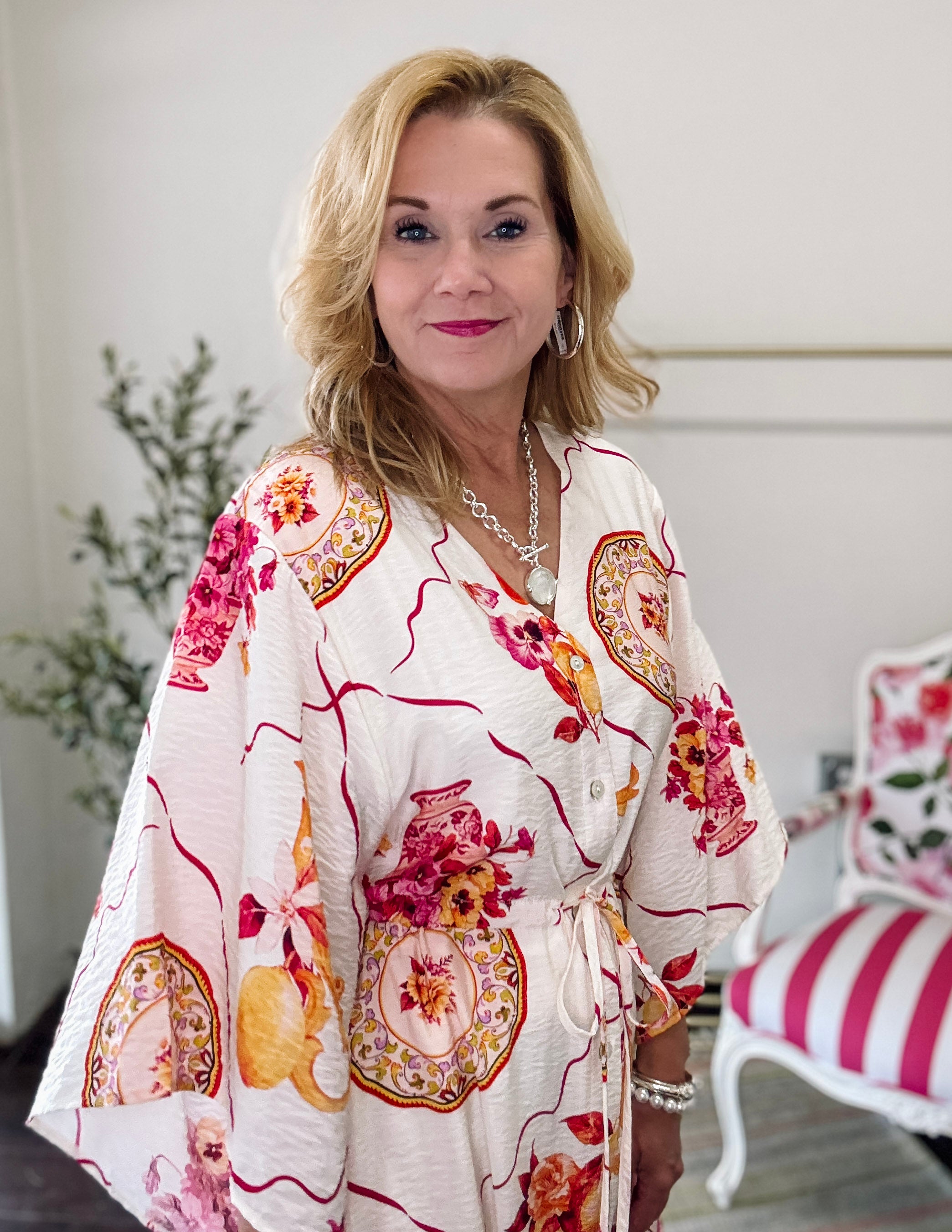Summer Bouquet Button Dress