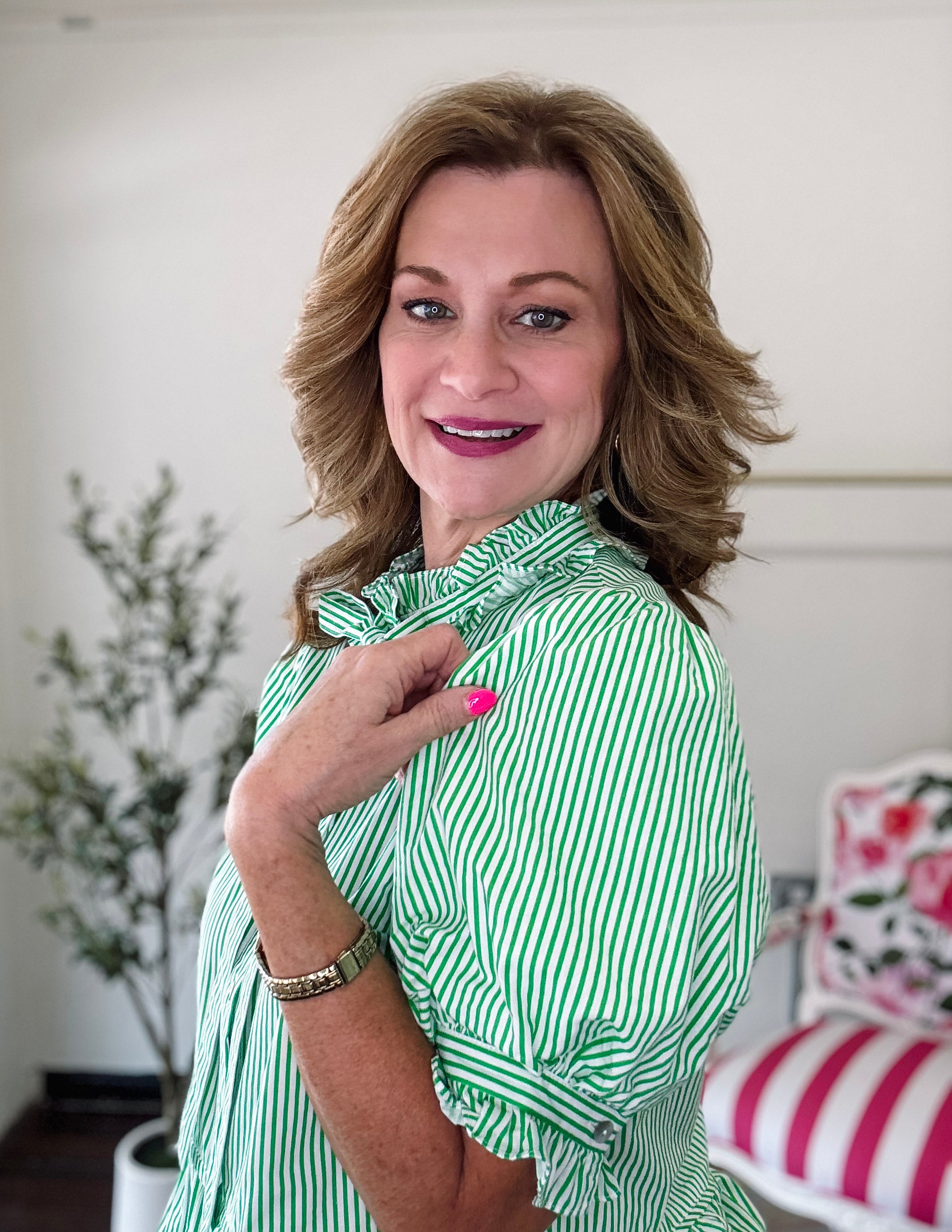 Preppy Stripe Top-Green