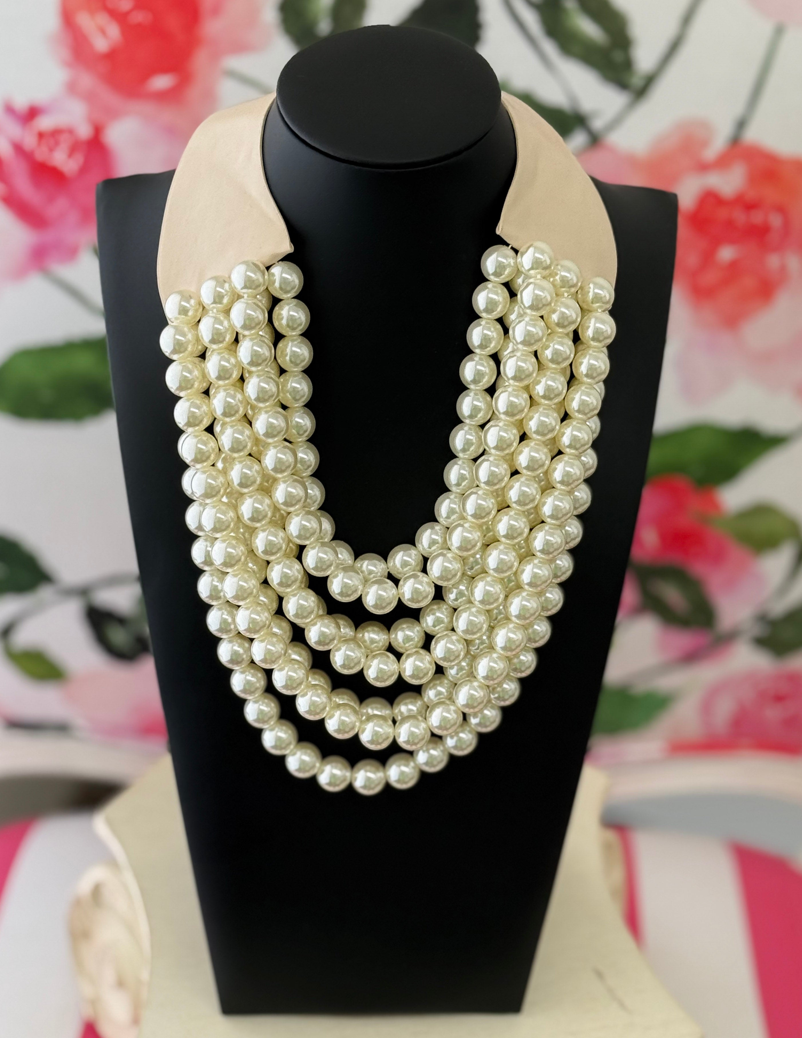 Multi-Strand Magnetic Clasp Necklace-Faux Pearl