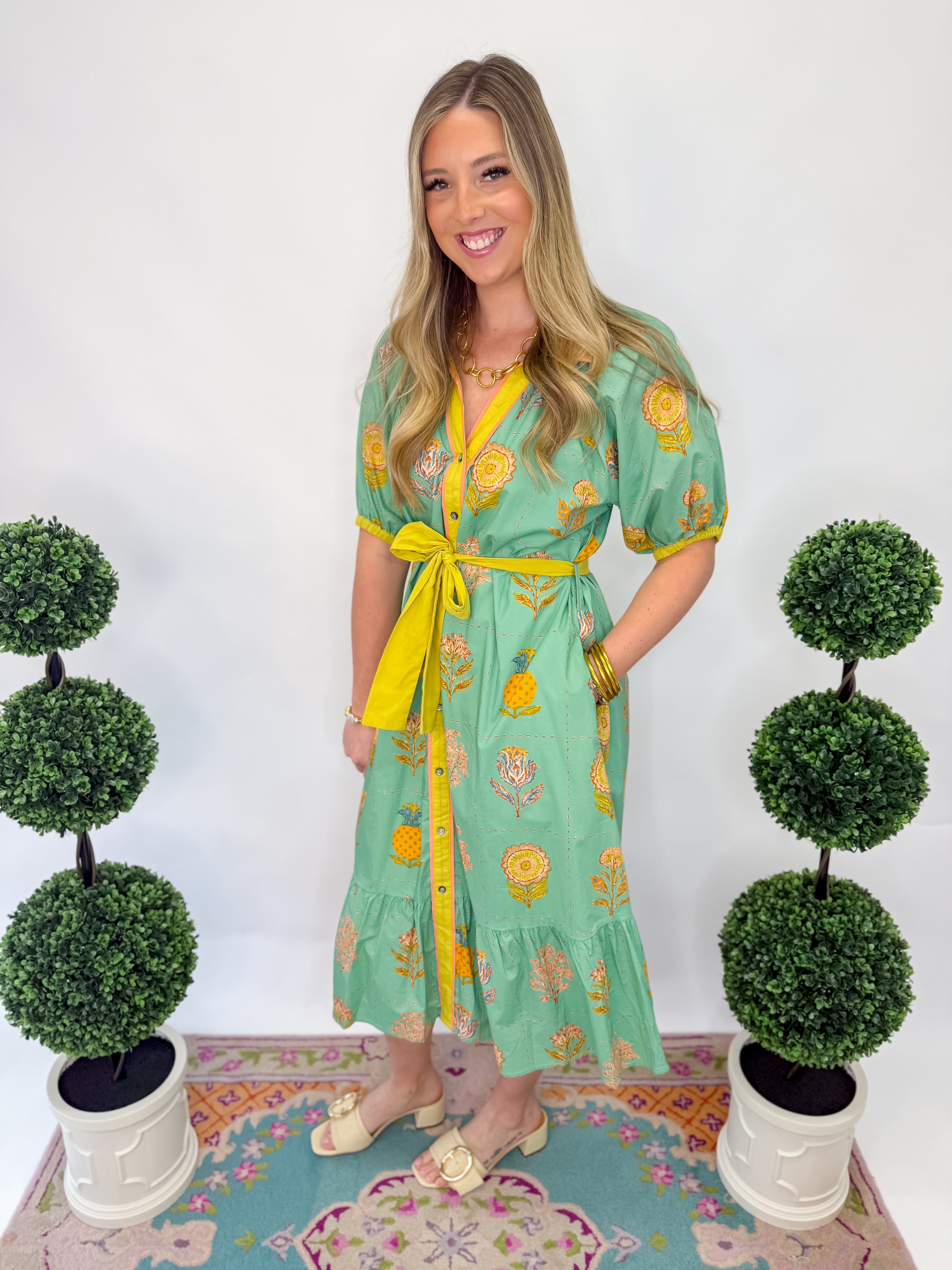 In The Garden Midi Dress - Mint Green