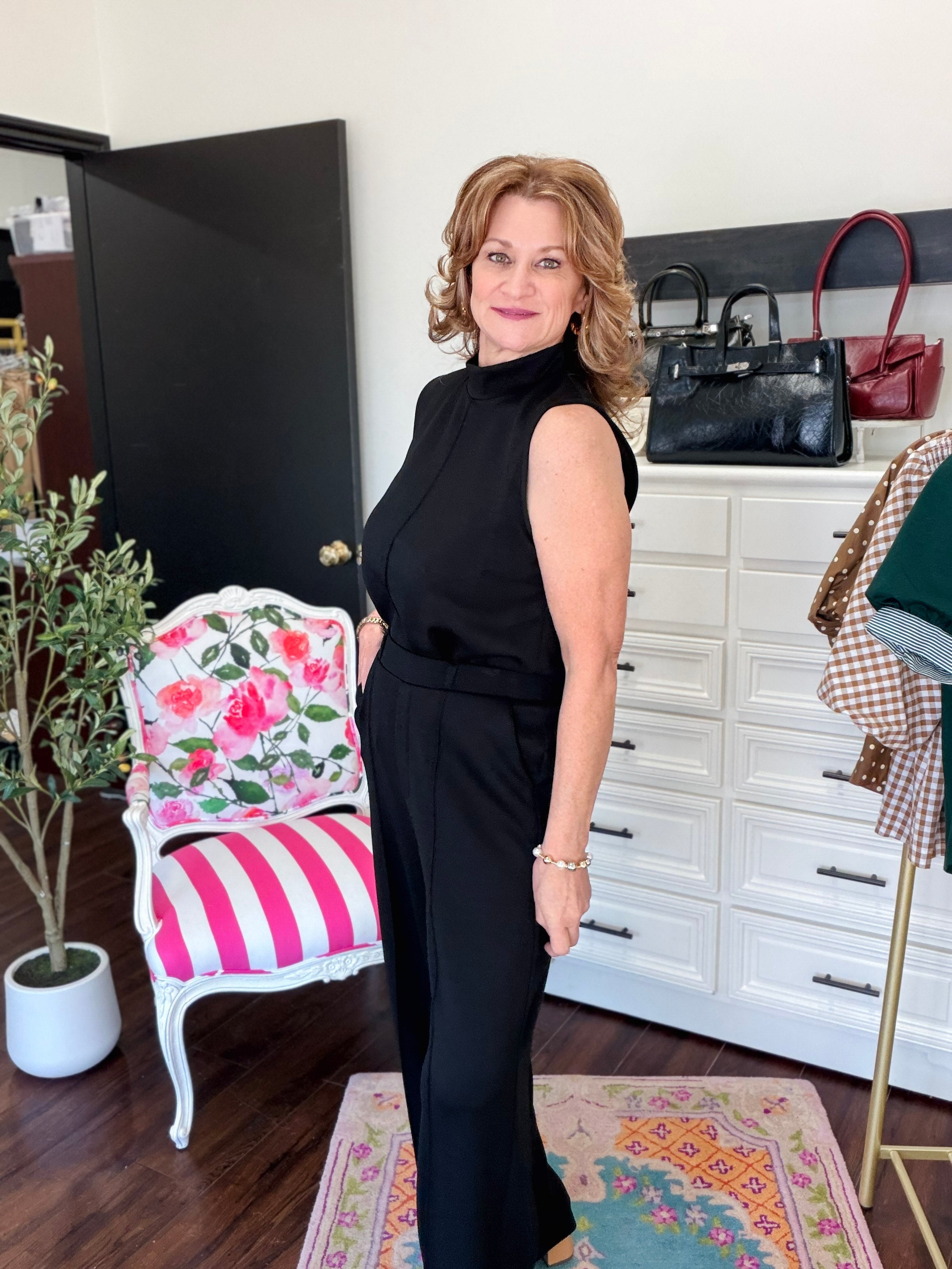 Classic Mock Neck Top- Black