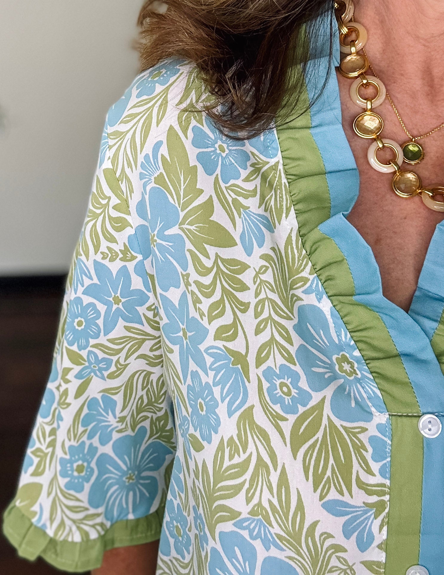 Garden Frill Button Dress