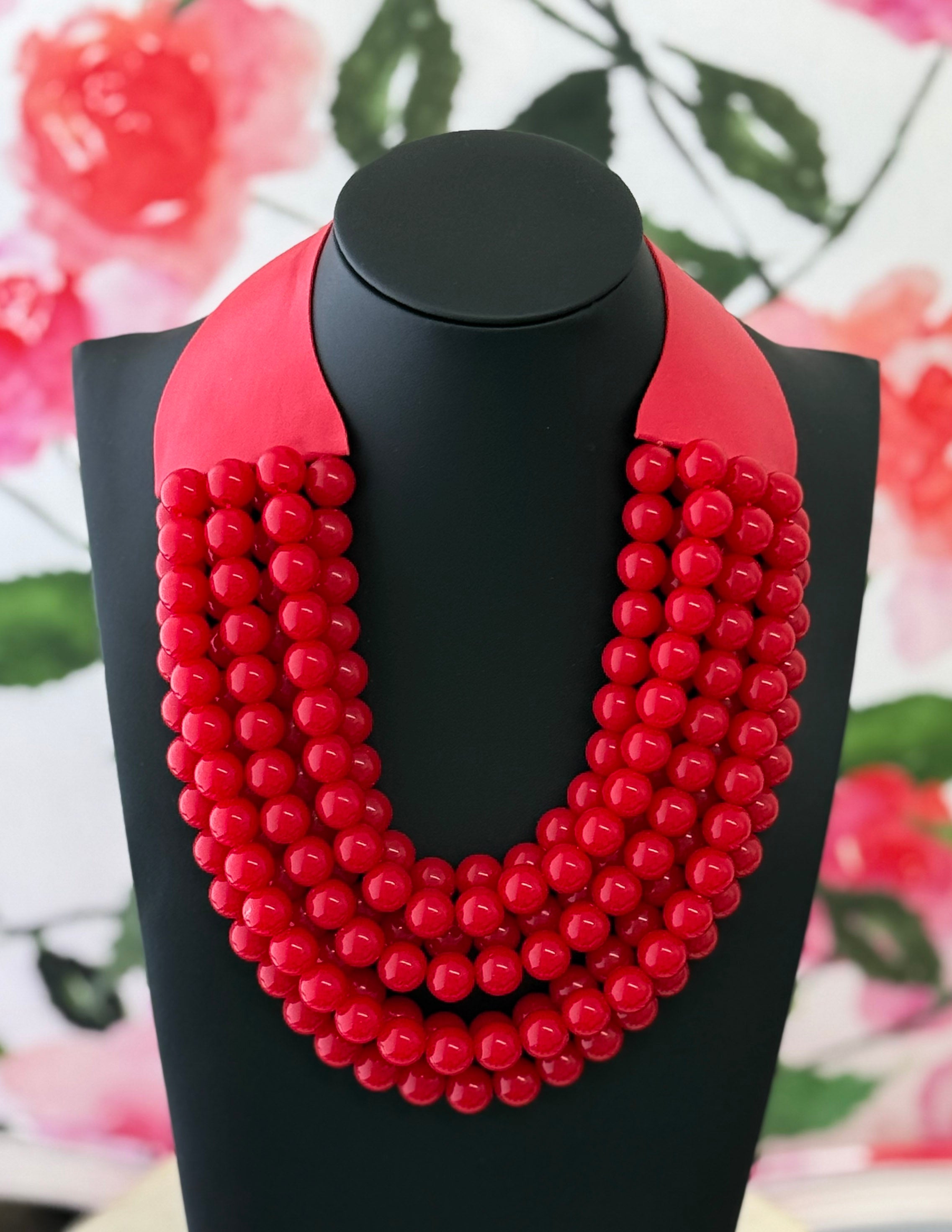 Multi-Strand Magnetic Clasp Necklace-Red