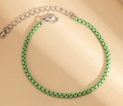 Mini Bright Box Chain Bracelet-Green