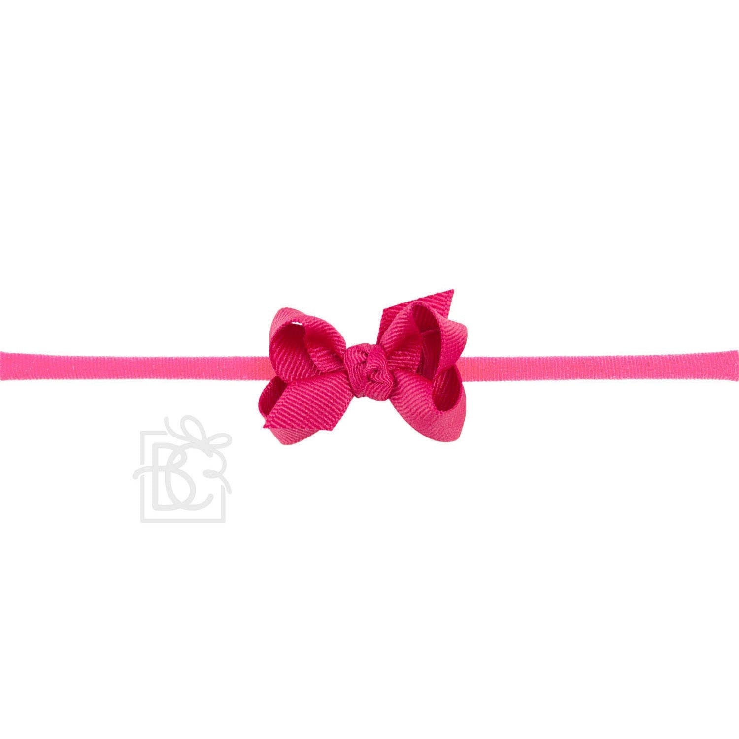 1/4" PANTYHOSE HEADBAND W/SIGNATURE GROSGRAIN BOW: 4.5" Large / FUCHSIA