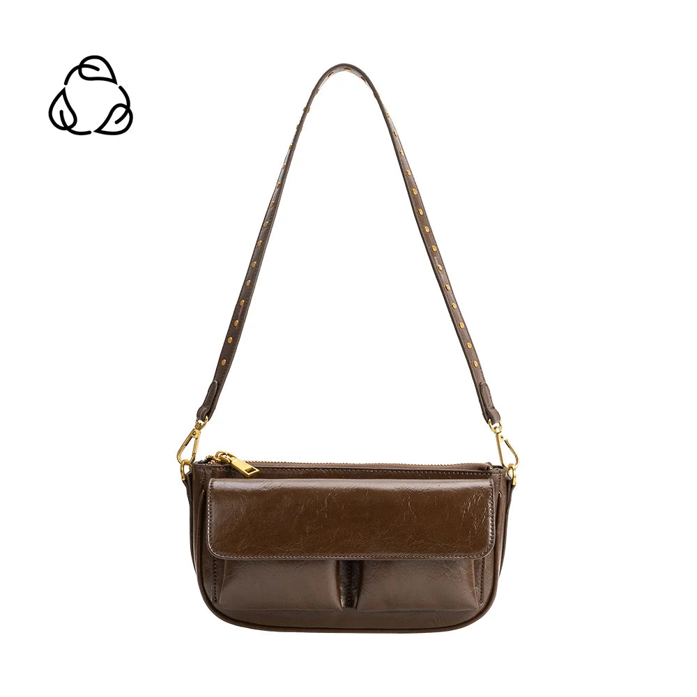 Aria Vegan Leather Shoulder Bag-Espresso