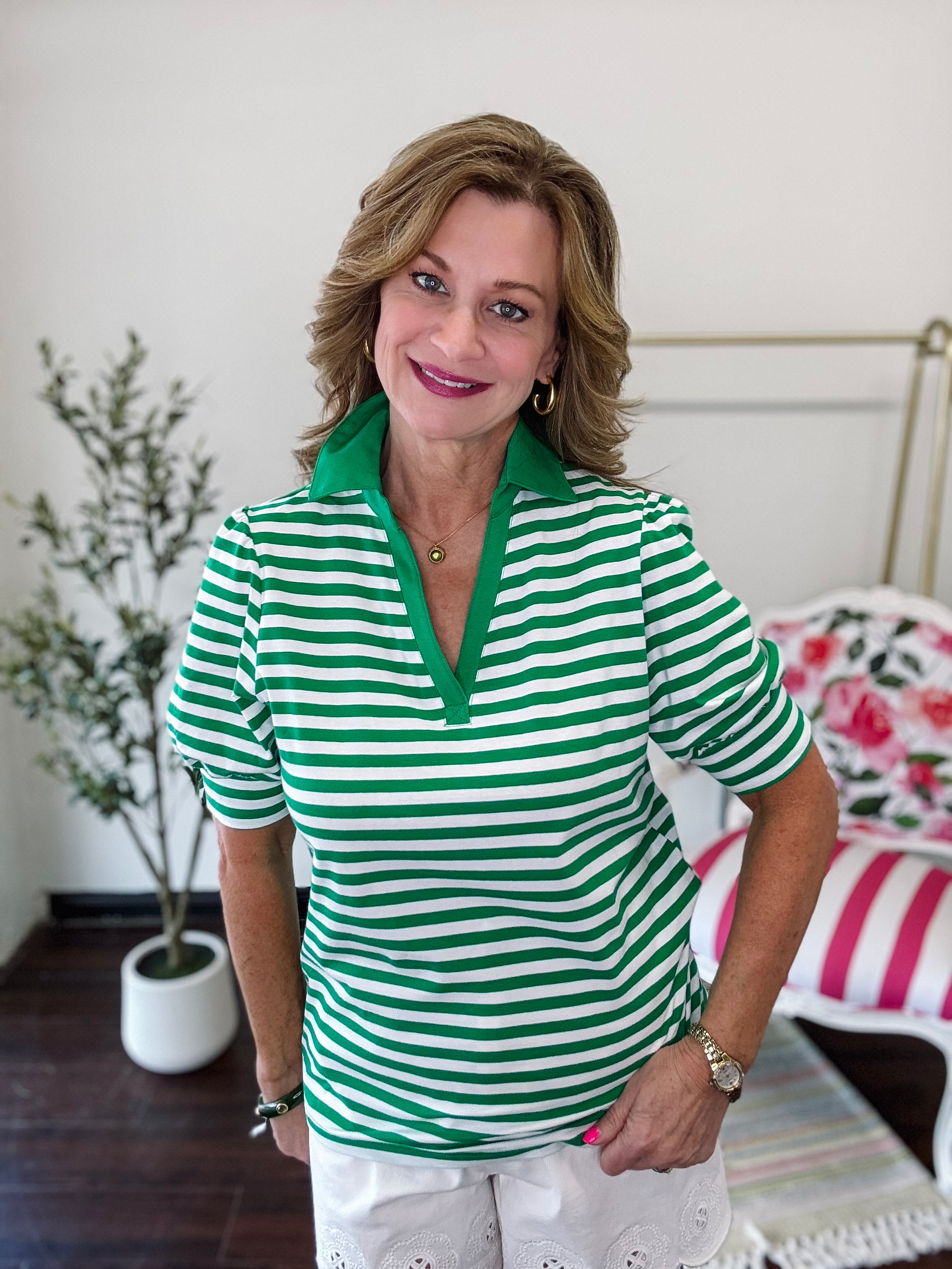 Lucky Stripe Top-Green