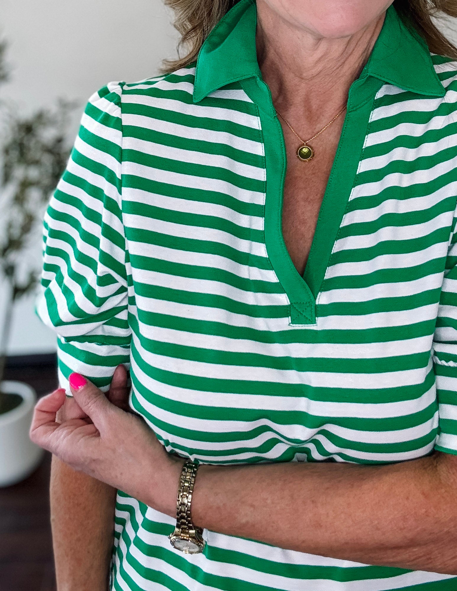 Lucky Stripe Top-Green