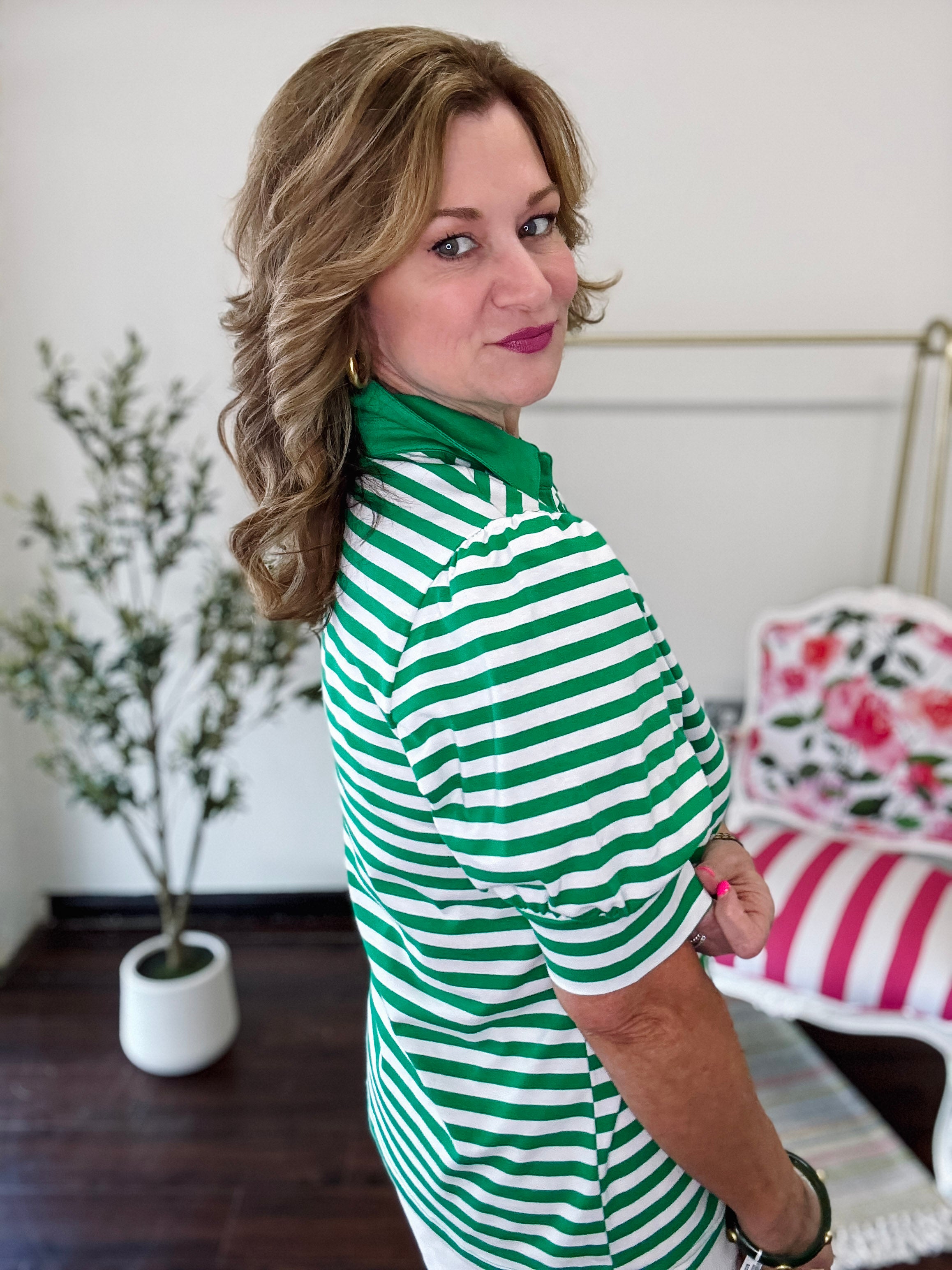 Lucky Stripe Top-Green