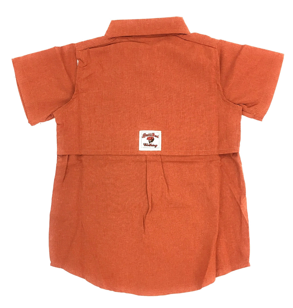Bull Red Youth Fishing Shirt-Rust