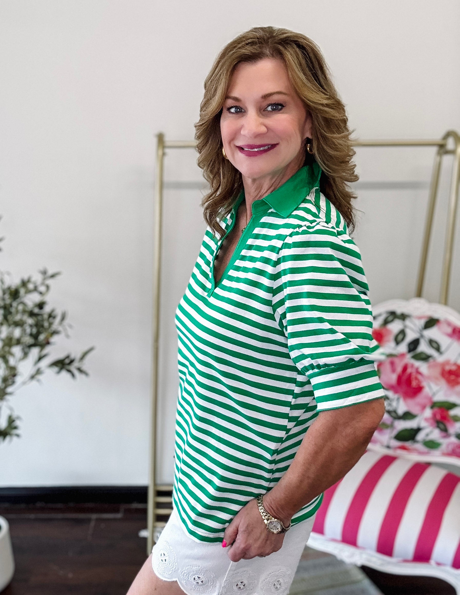 Lucky Stripe Top-Green