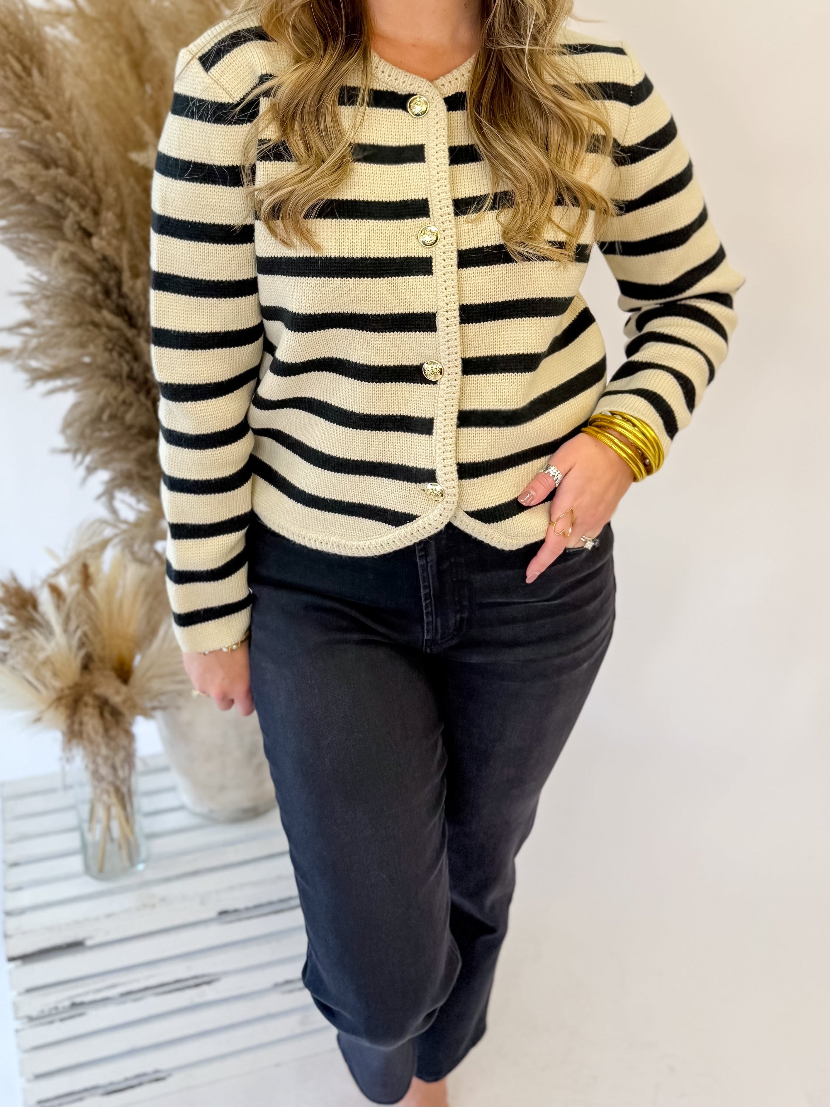 [Strut and Bolt Button Down Stripe Cardigan