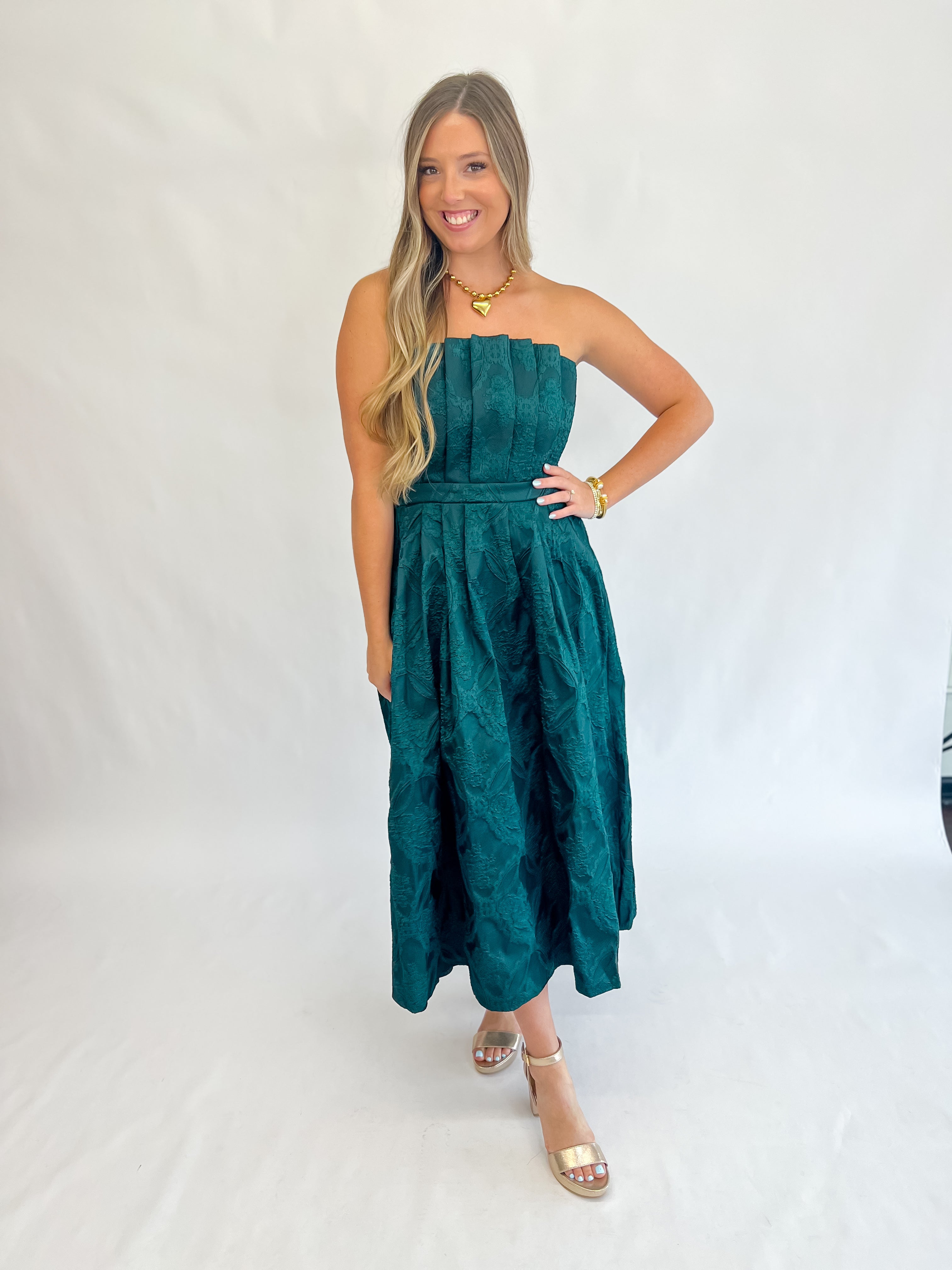 [Entro] Gorgeous Green Strapless Midi Dress