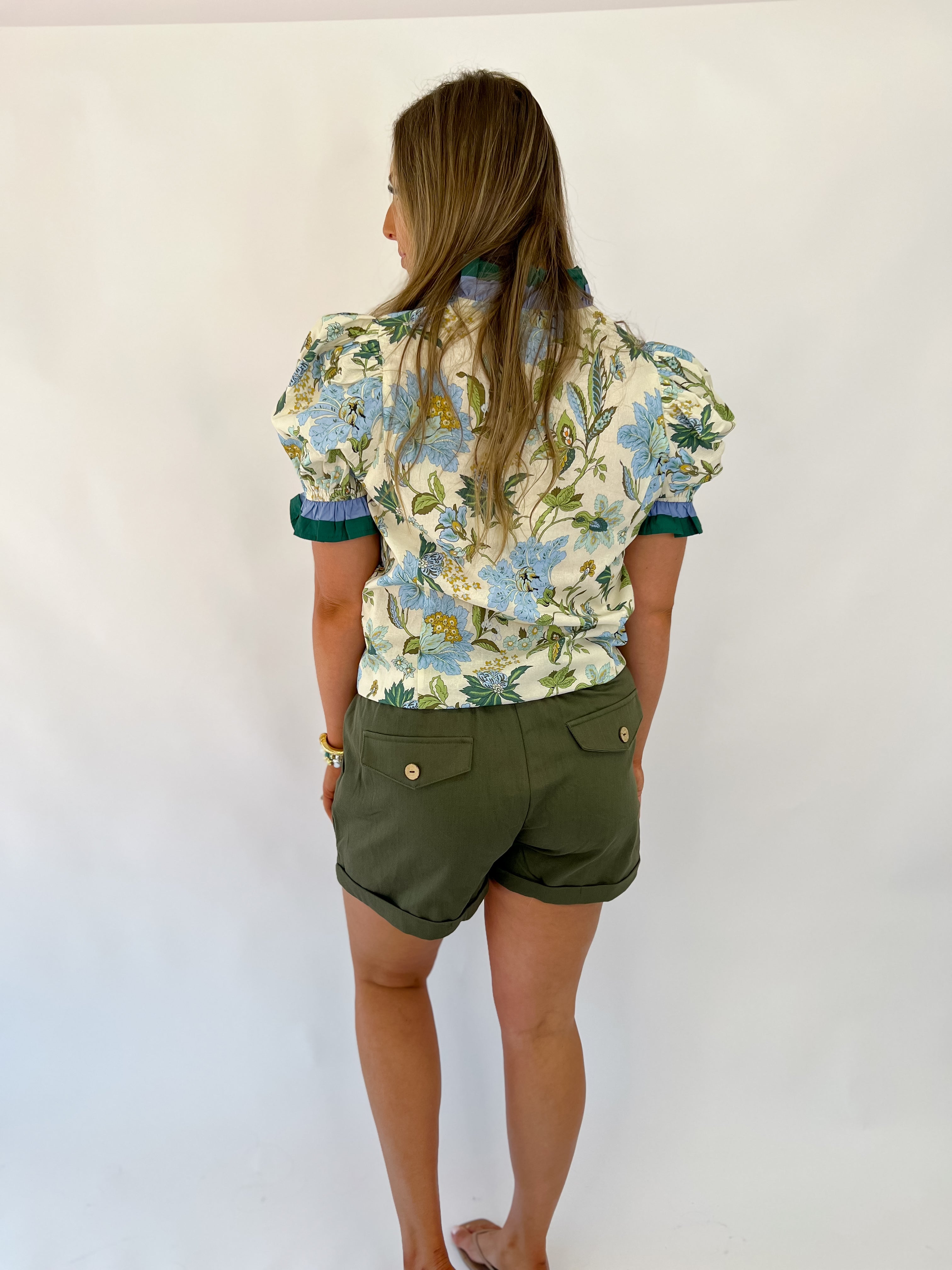 Fall Umber Floral Top-Ecru