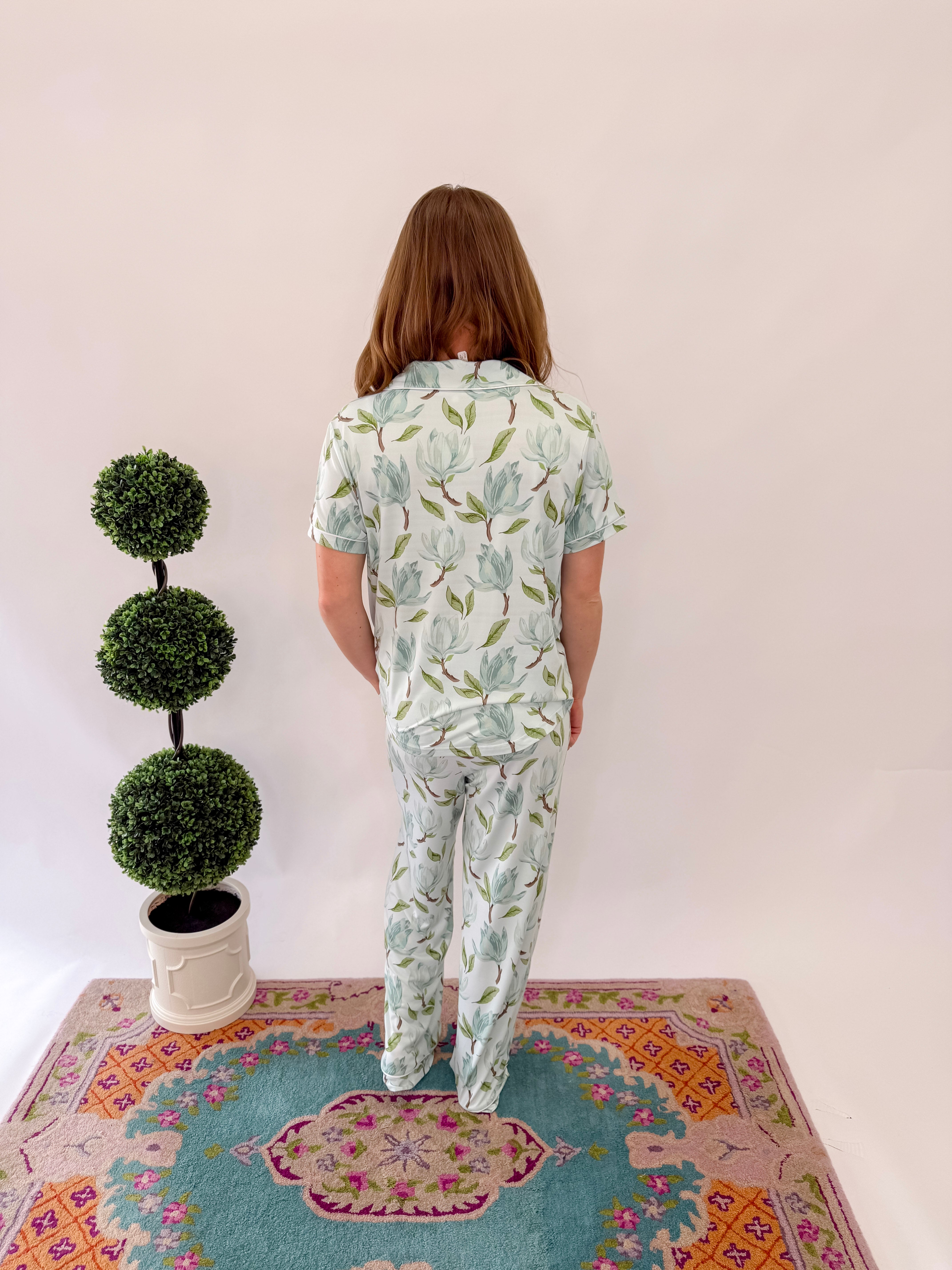 Audrey Short Sleeve Button Up Sleep Shirt  - Aqua