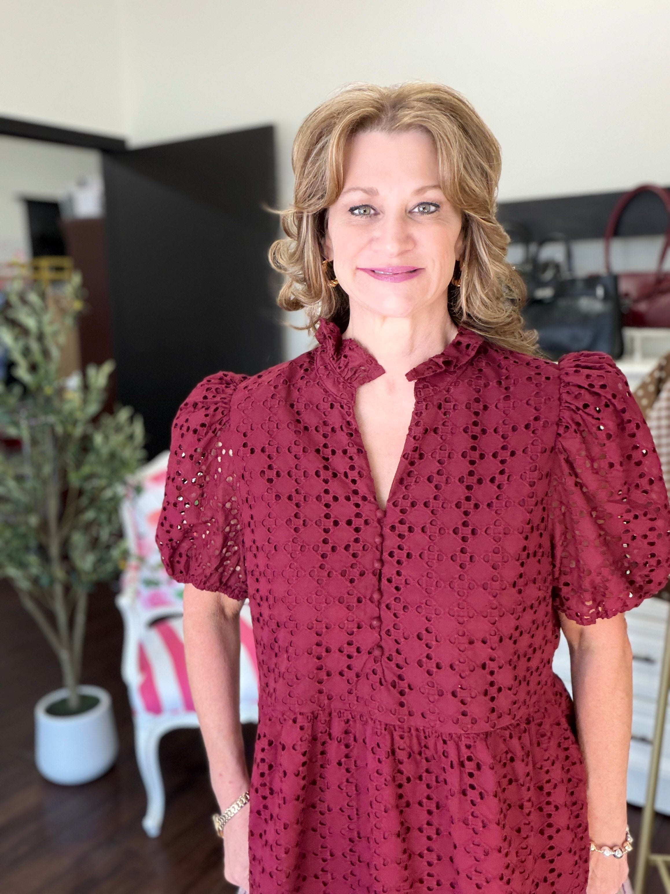 Burgundy Lace Top-Burgundy