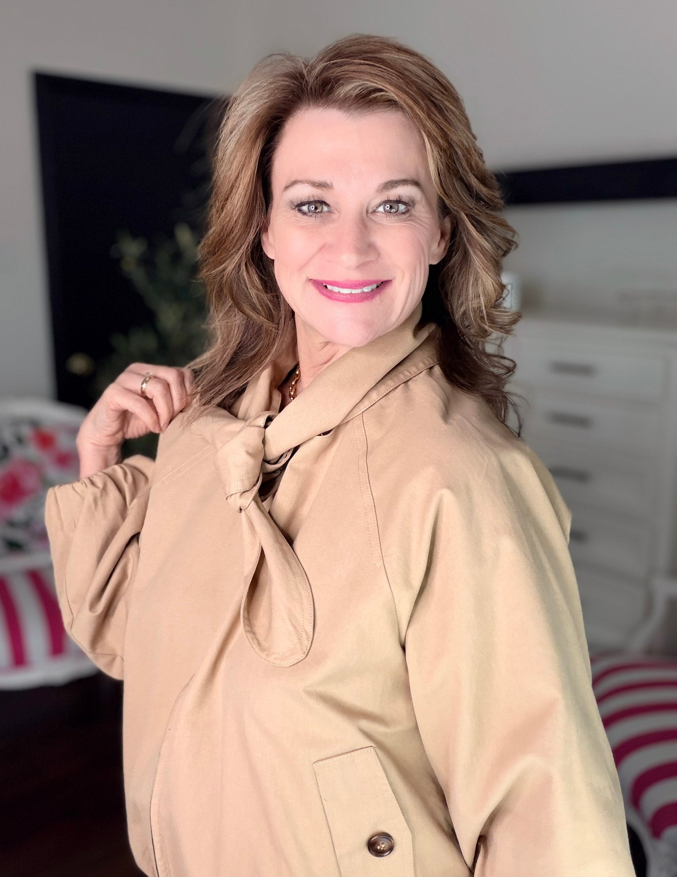 Bomber Jacket With Scarf Neck-Lt Taupe