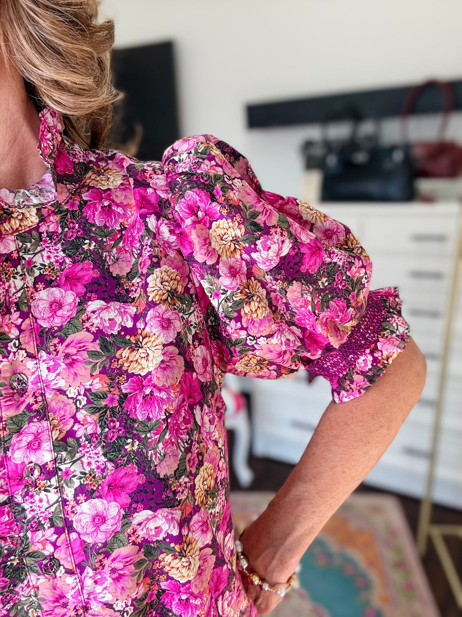 Magenta Bloom Midi Dress