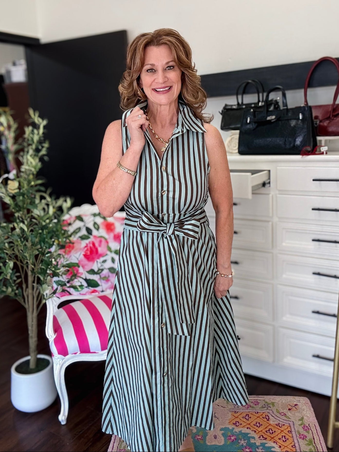 Perfect Stripe Midi Dress - Seafoam