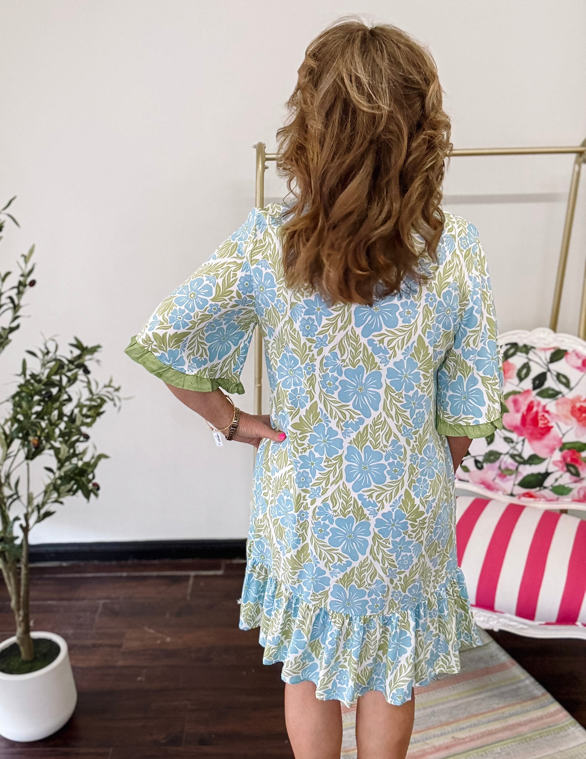 Garden Frill Button Dress
