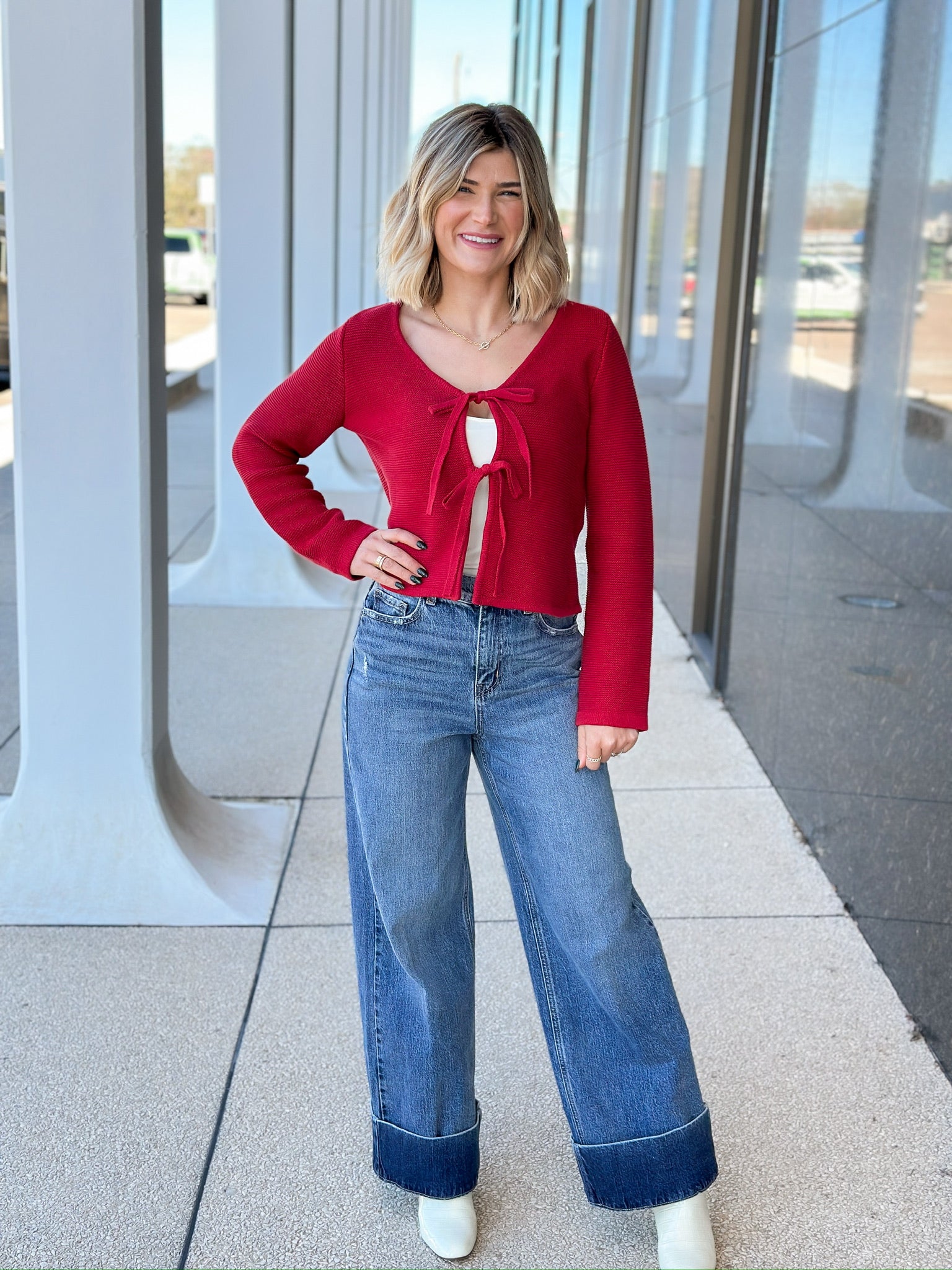 Ruby Bow Tie Cardigan