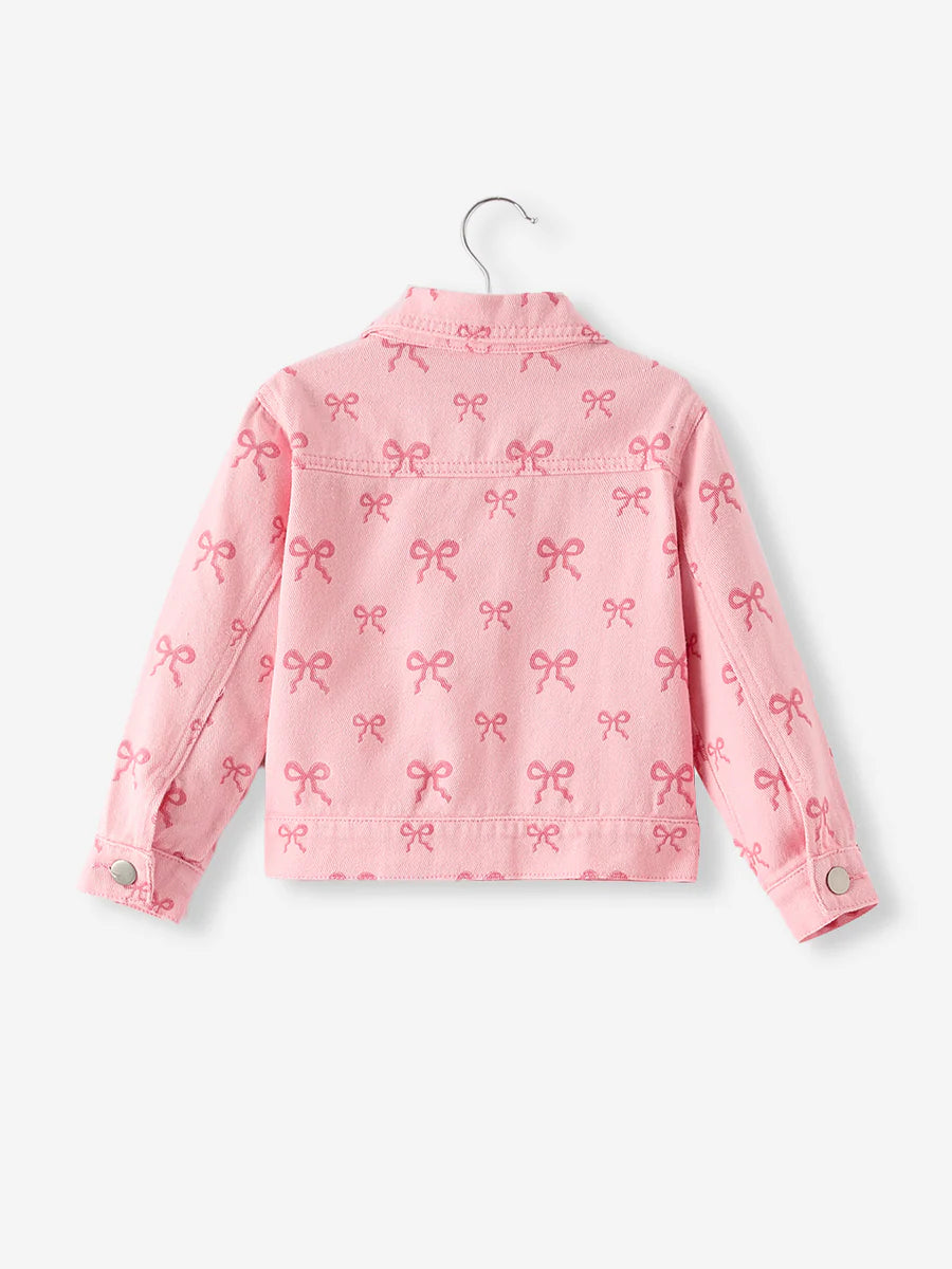 Pink Girls Butterfly Bow Denim Jacket